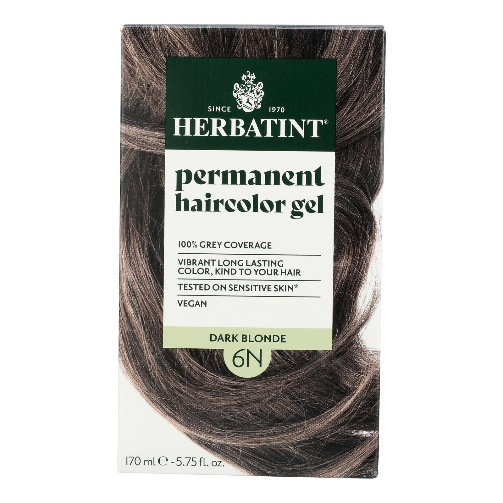 Herbatint 6N Dark Blonde Permanent Hair Color - Natural, Gentle Formula -  5.75 fl oz