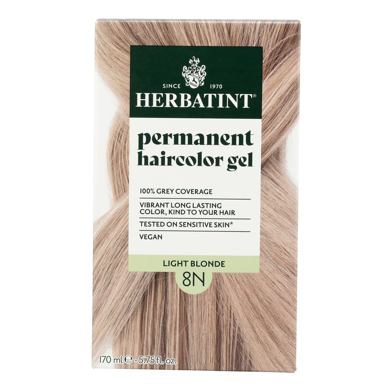 Herbatint 8N Light Blonde Permanent Hair Color - Natural & Gentle -  5.75 fl oz