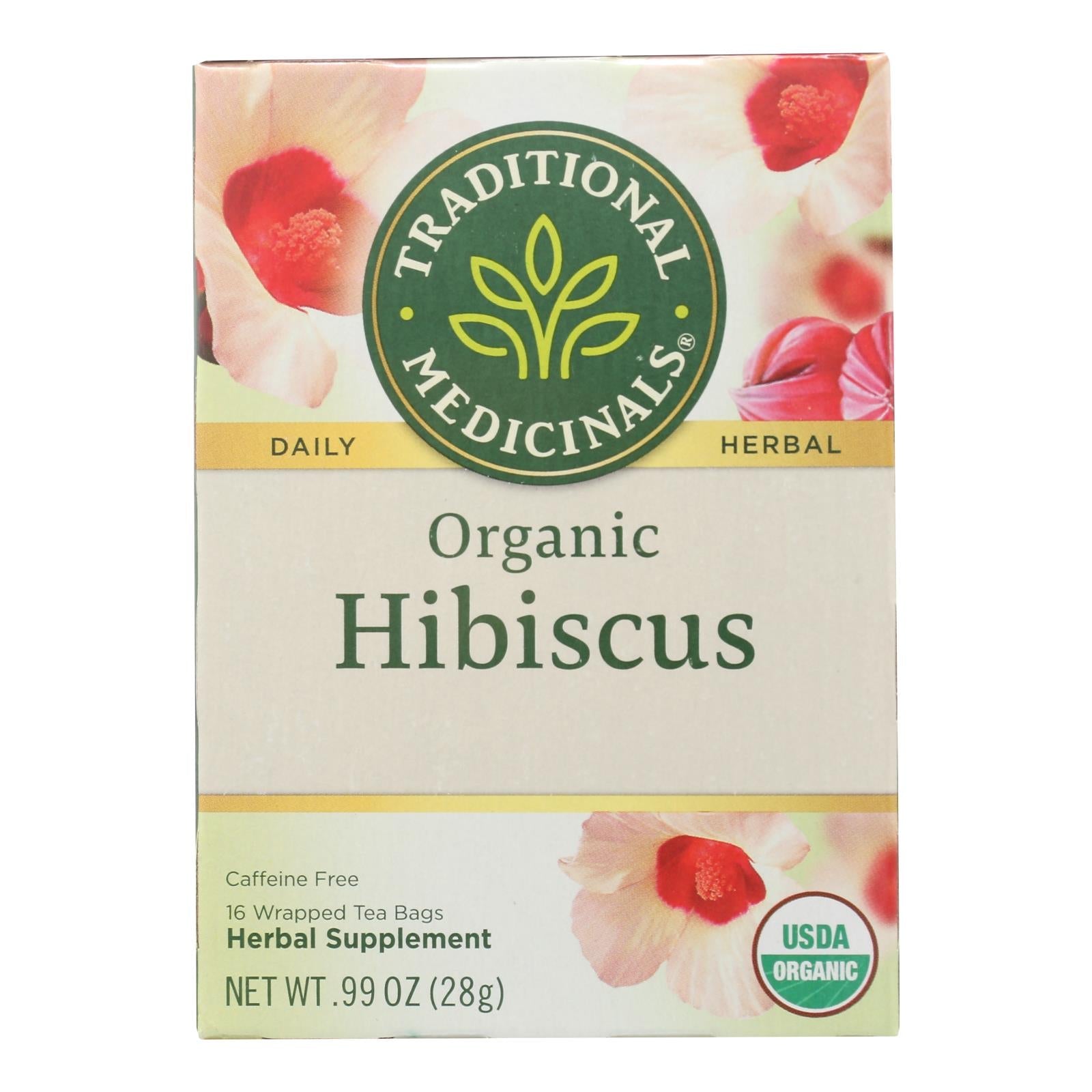 Traditional Medicinals Hibiscus Herbal Tea, Calming Relaxation,  (Pack of 6, 16 Bags)