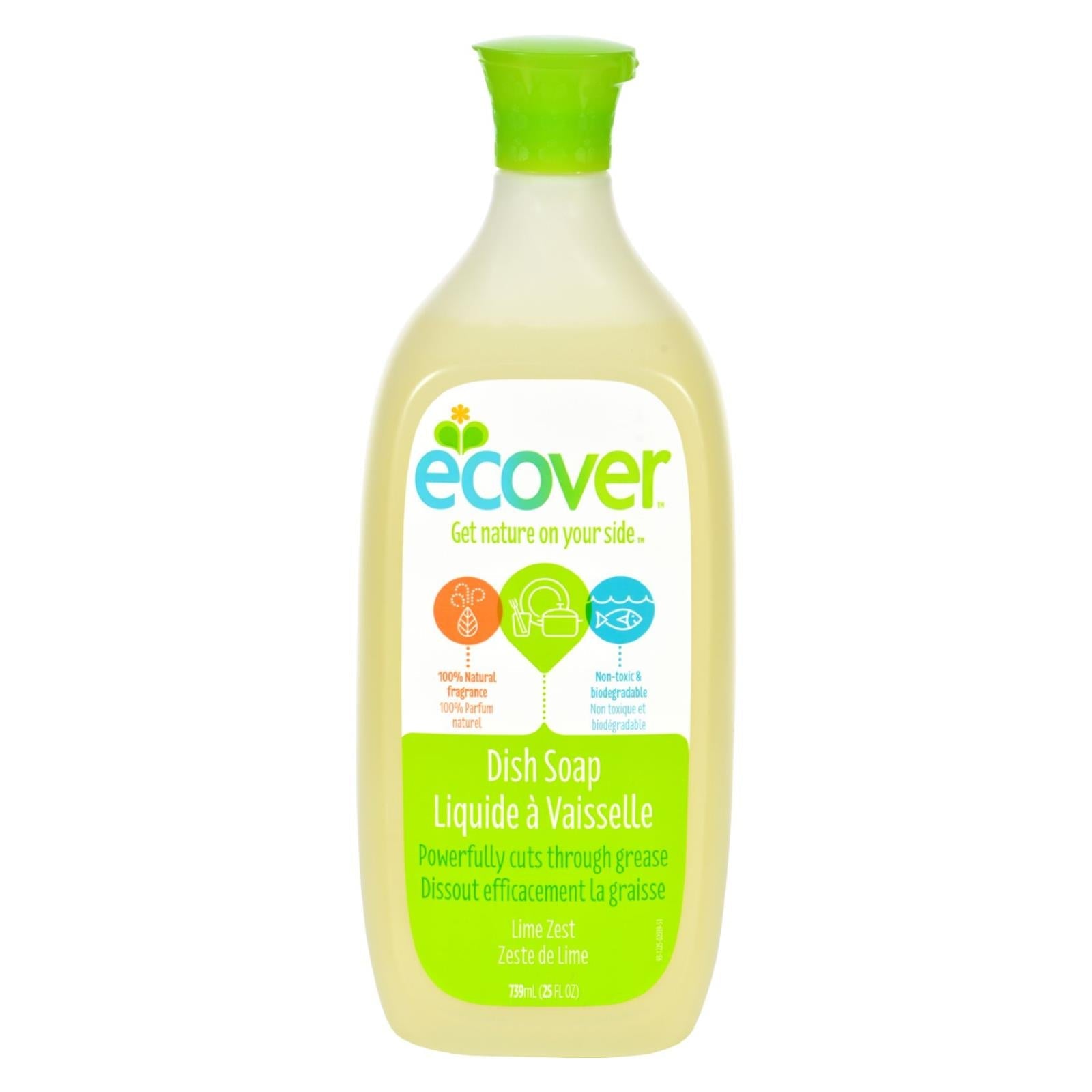 Ecover Eco-Friendly Liquid Dish Soap - Refreshing Lime Zest (Pack of 6 - 25 Oz)