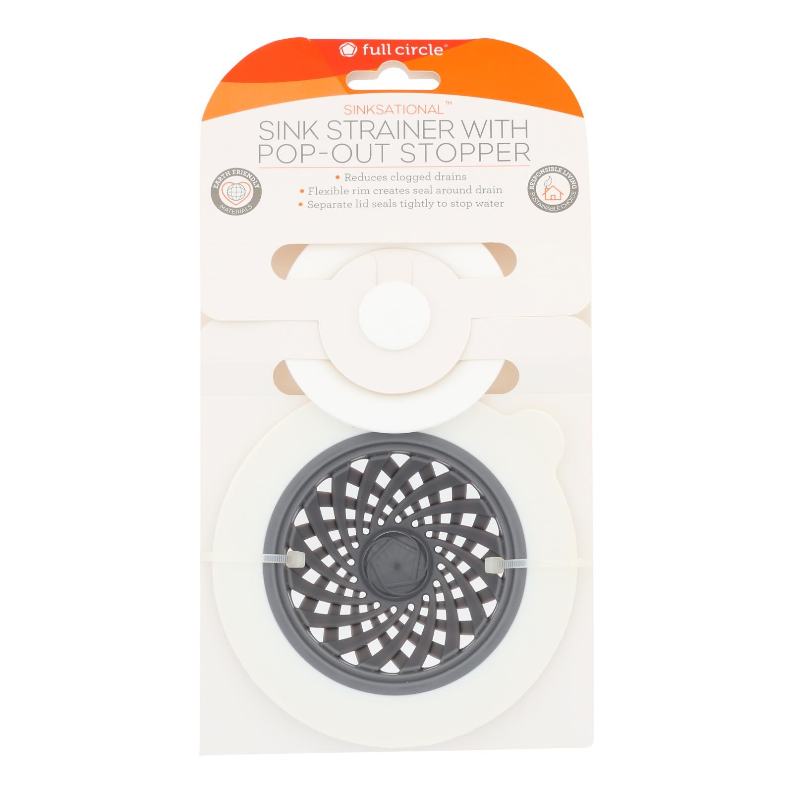 Full Circle Home SinkSational Sink Strainer - Pack of 6 (Gray with White Trim)