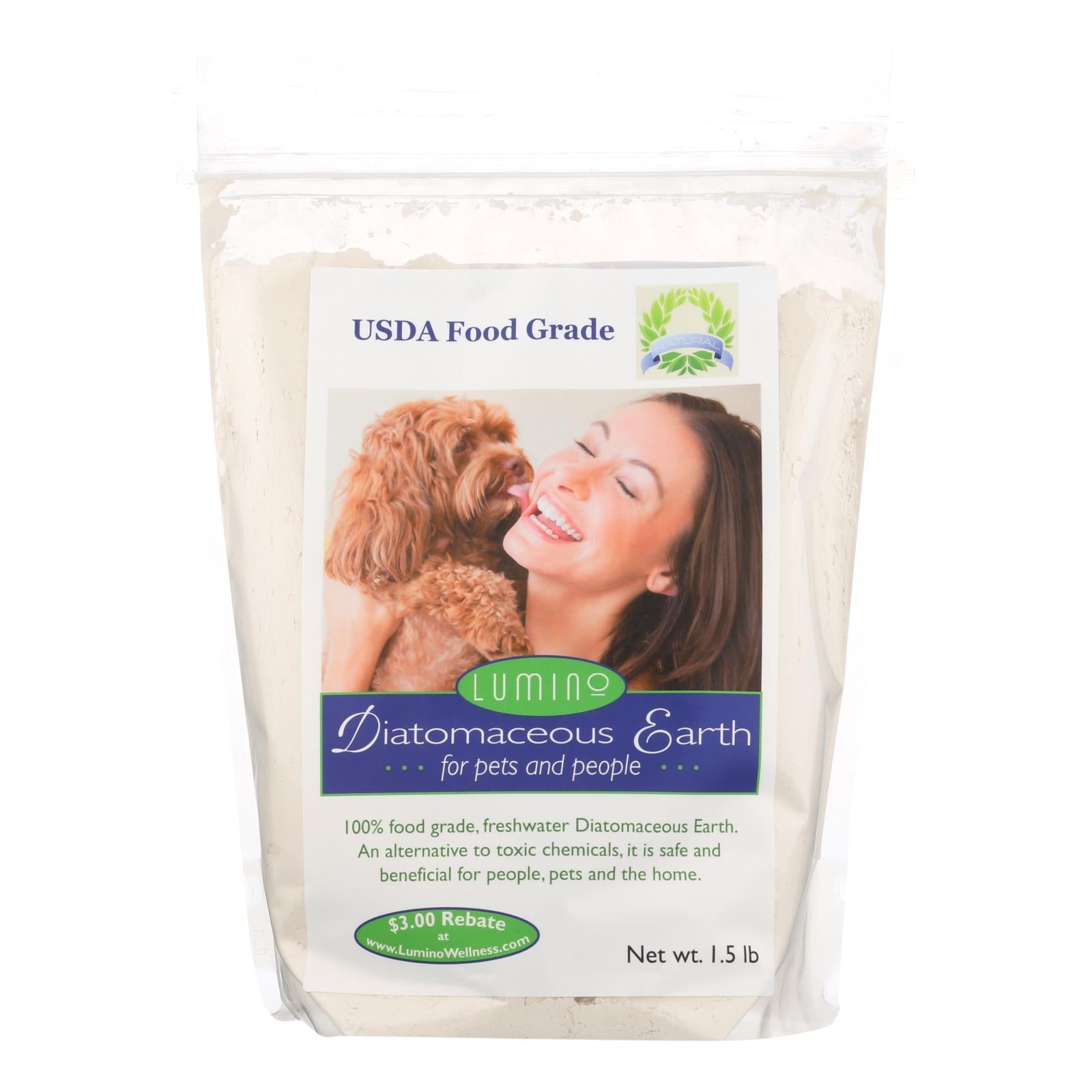 Lumino Home Diatomaceous Earth for Pets and Humans - 1.5 Lbs