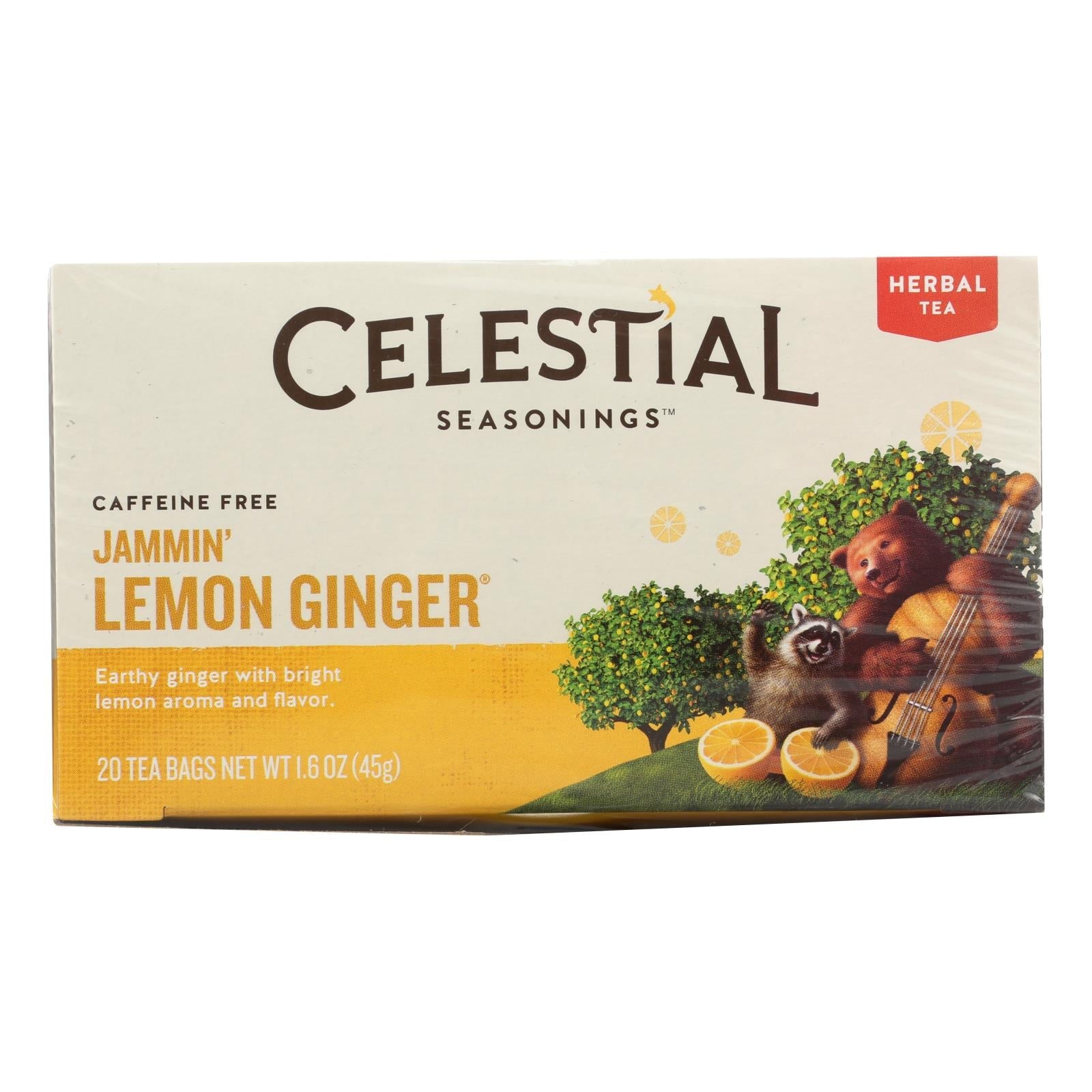 Celestial Seasonings Lemon Ginger Herbal Tea, Caffeine-Free, 20 Bags (Pack of 6)