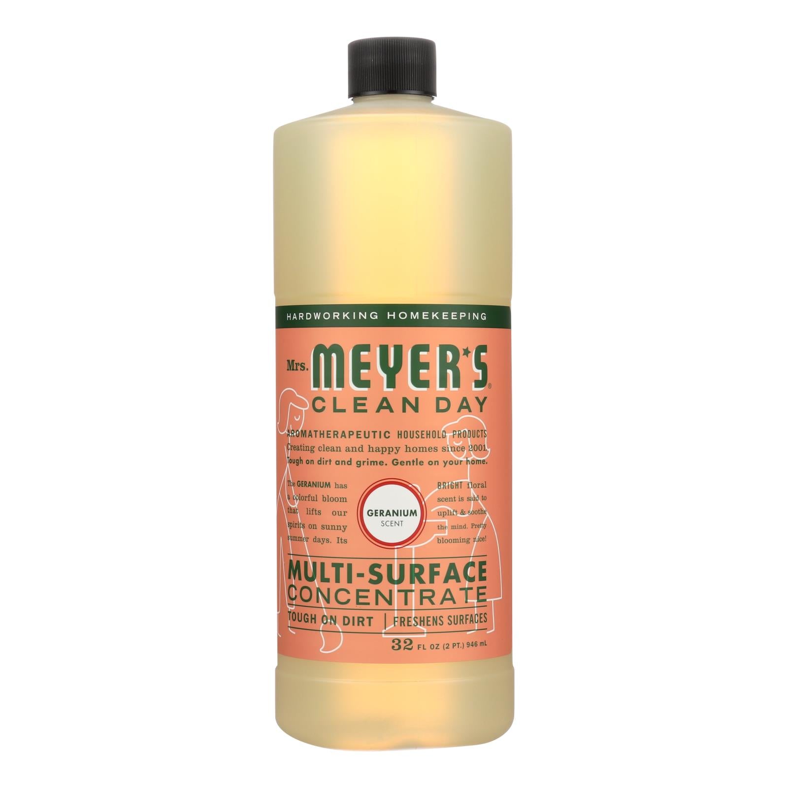 Mrs. Meyer's Clean Day Concentrated Multi-Surface Cleaner, Geranium Scent, 32 Fl Oz (Pack of 6)