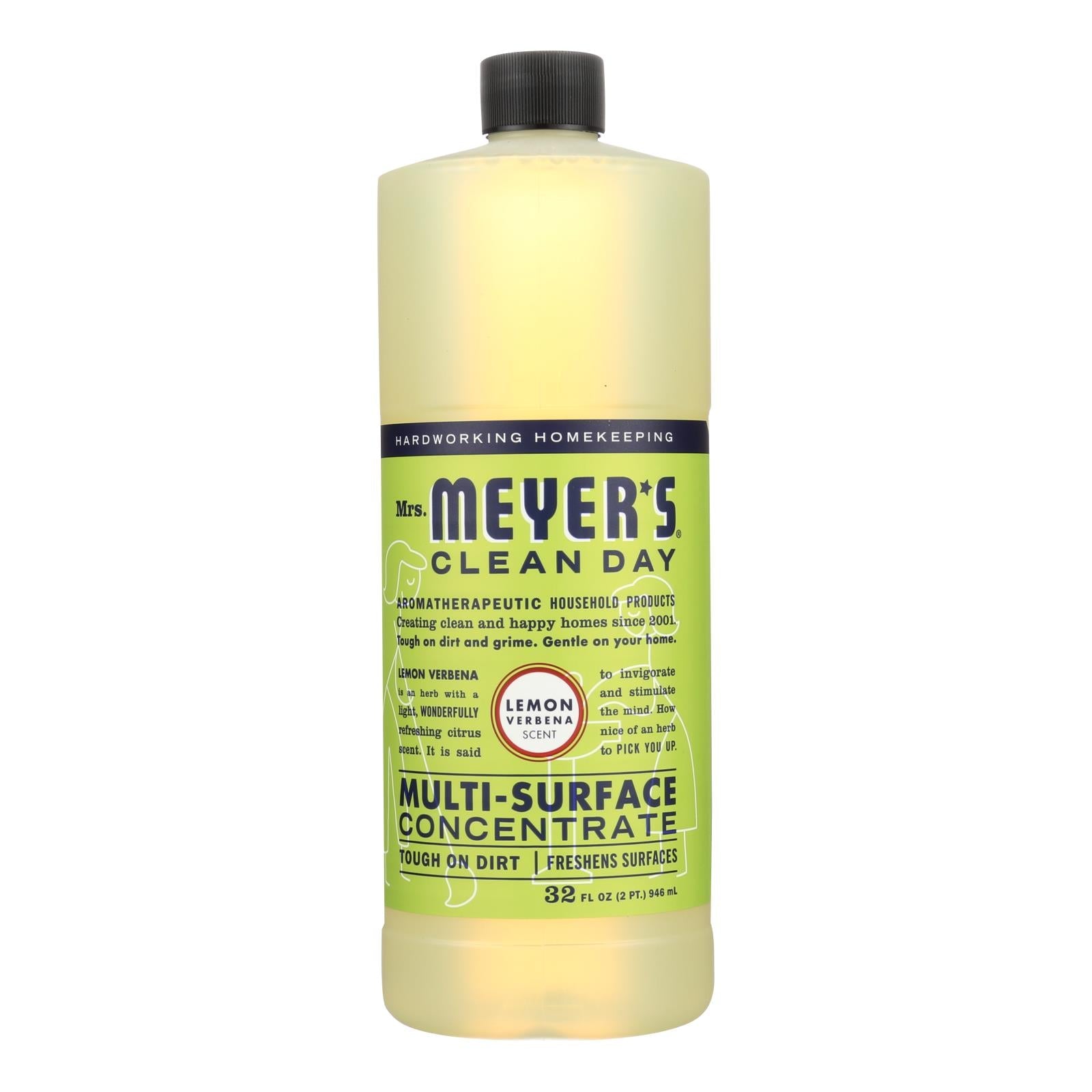 Mrs. Meyer's Clean Day Lemon Verbena Multi-Surface Cleaner Concentrate, 32 Fl Oz, Pack of 6