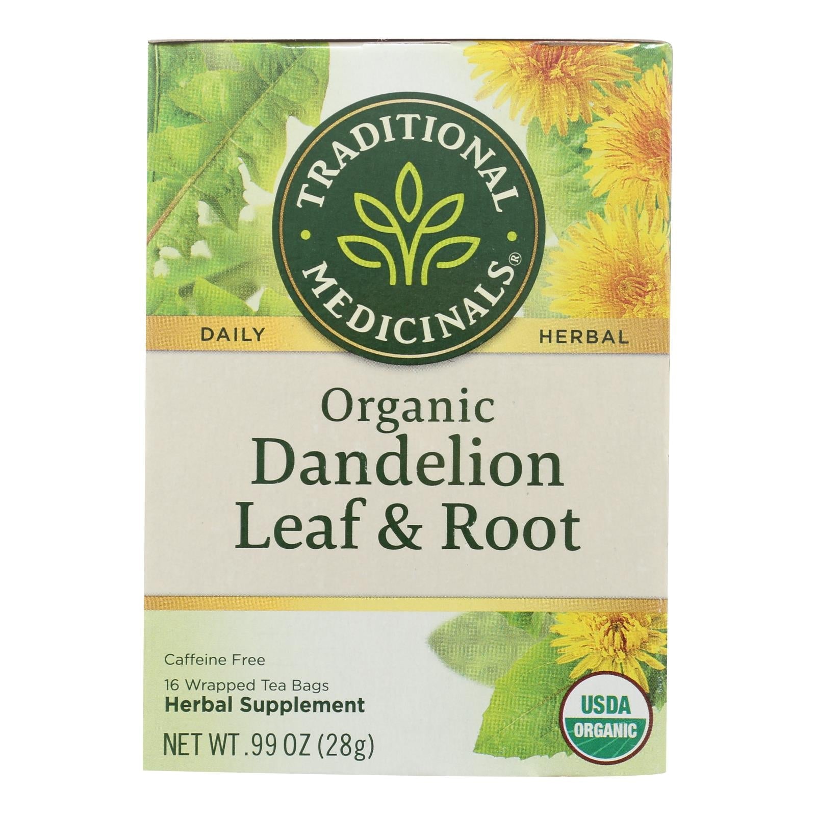 Traditional Medicinals Organic Dandelion Leaf Tea: Purity & Vitality in Every Sip (1 Case, 16 Packs)