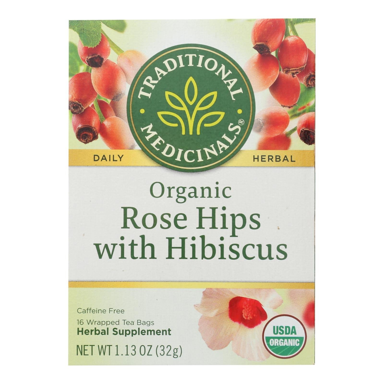 Traditional Medicinals - Organic Herbal Tea: Rose Hips with Hibiscus (16 Count, Pack of 6)
