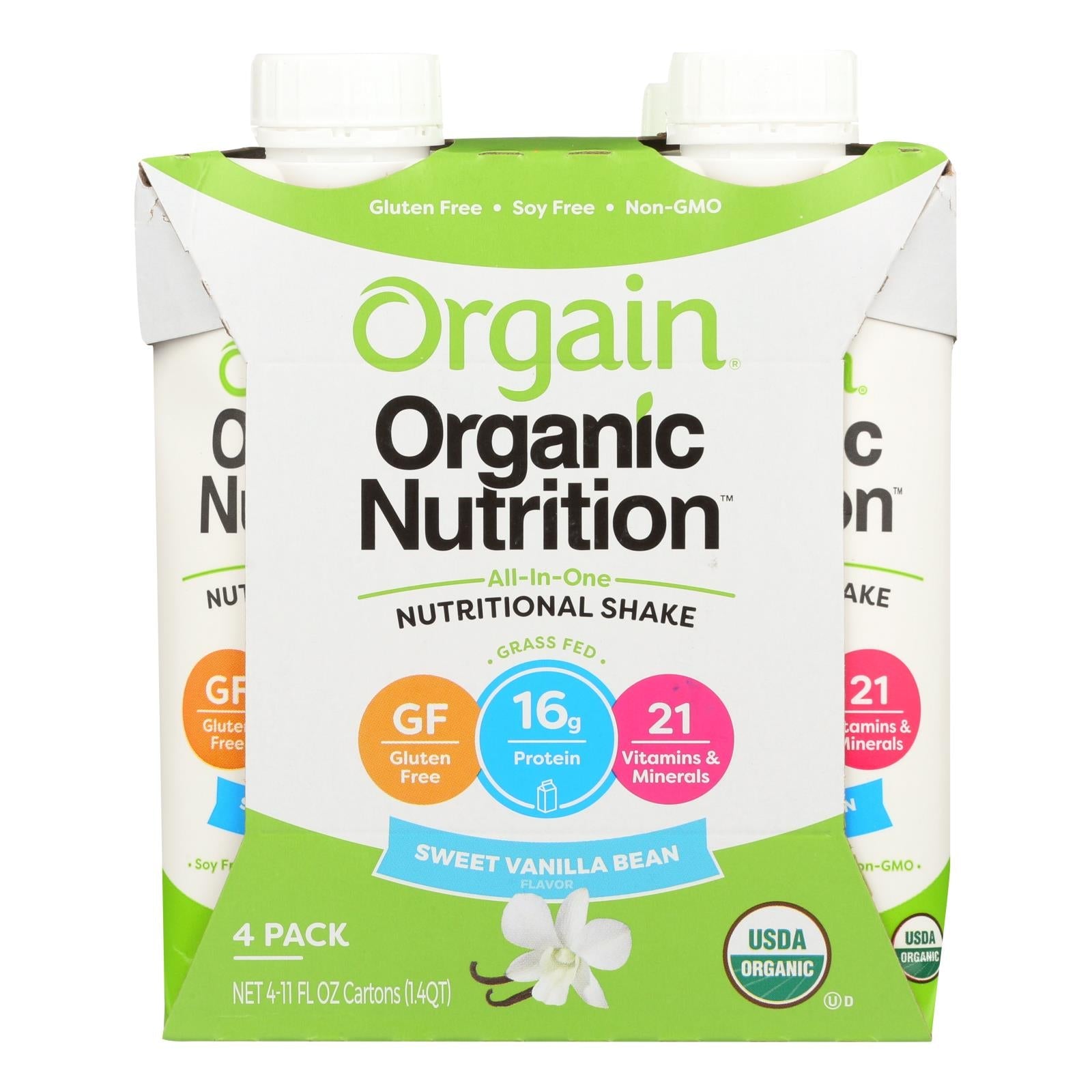 Orgain Organic Vanilla Bean Nutrition Shake - 11 Fl Oz (Pack of 12)