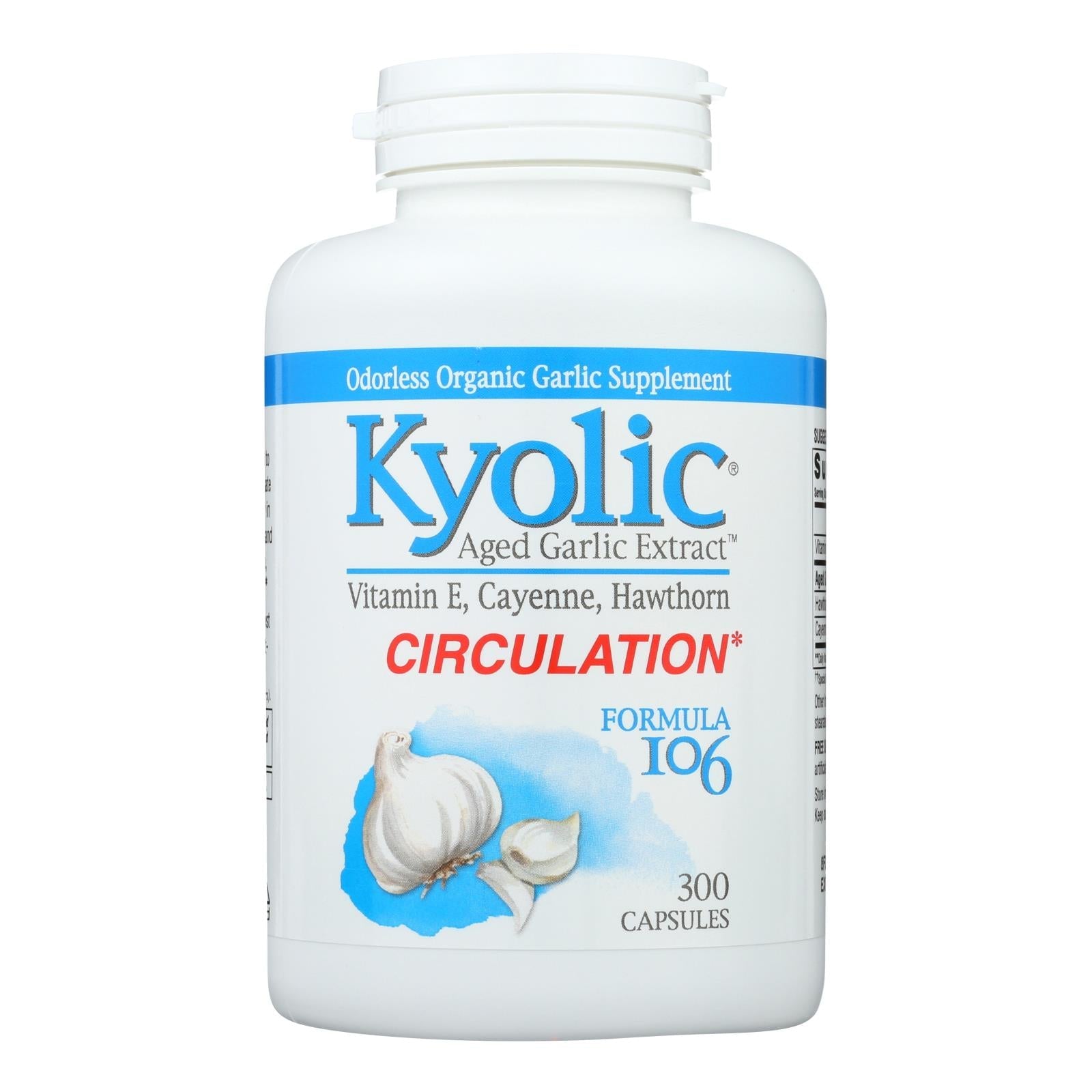 Kyolic Aged Garlic Extract Circulation Formula 106, 300 Capsules