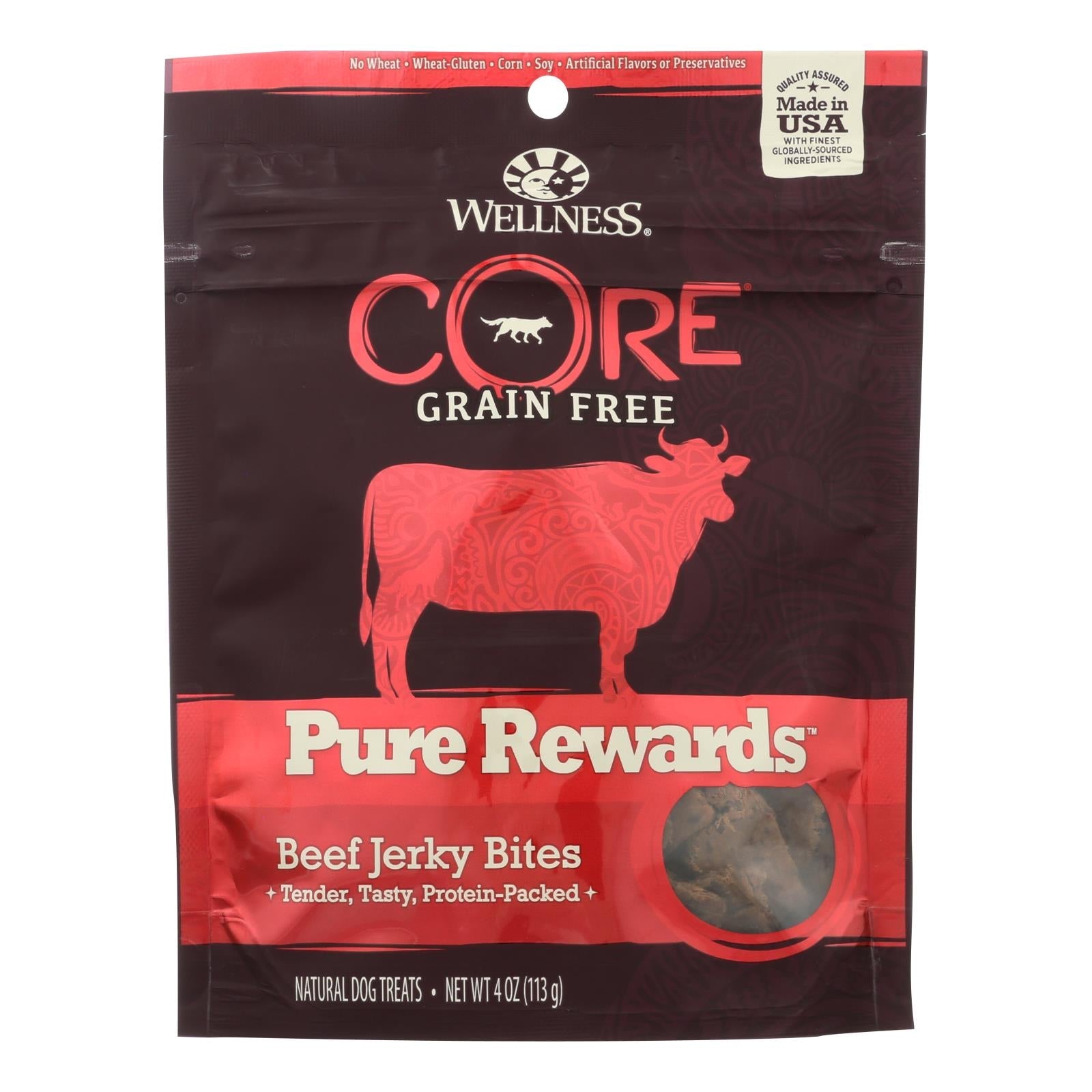 Wellness Pure Rewards Natural Dog Treats - Beef Jerky Bites -  (Pack of 8 - 4 Oz.)
