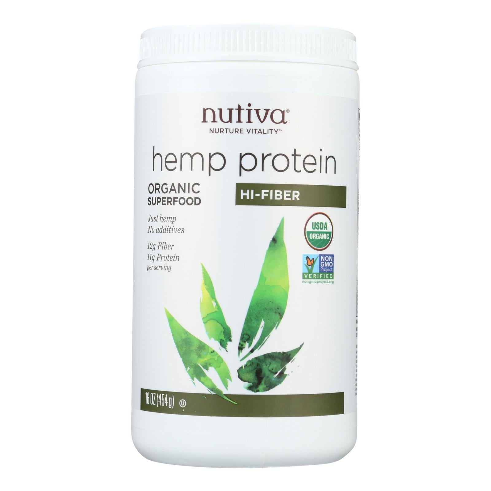 Nutiva Organic Hemp Protein Hi-Fiber, 16 Oz.