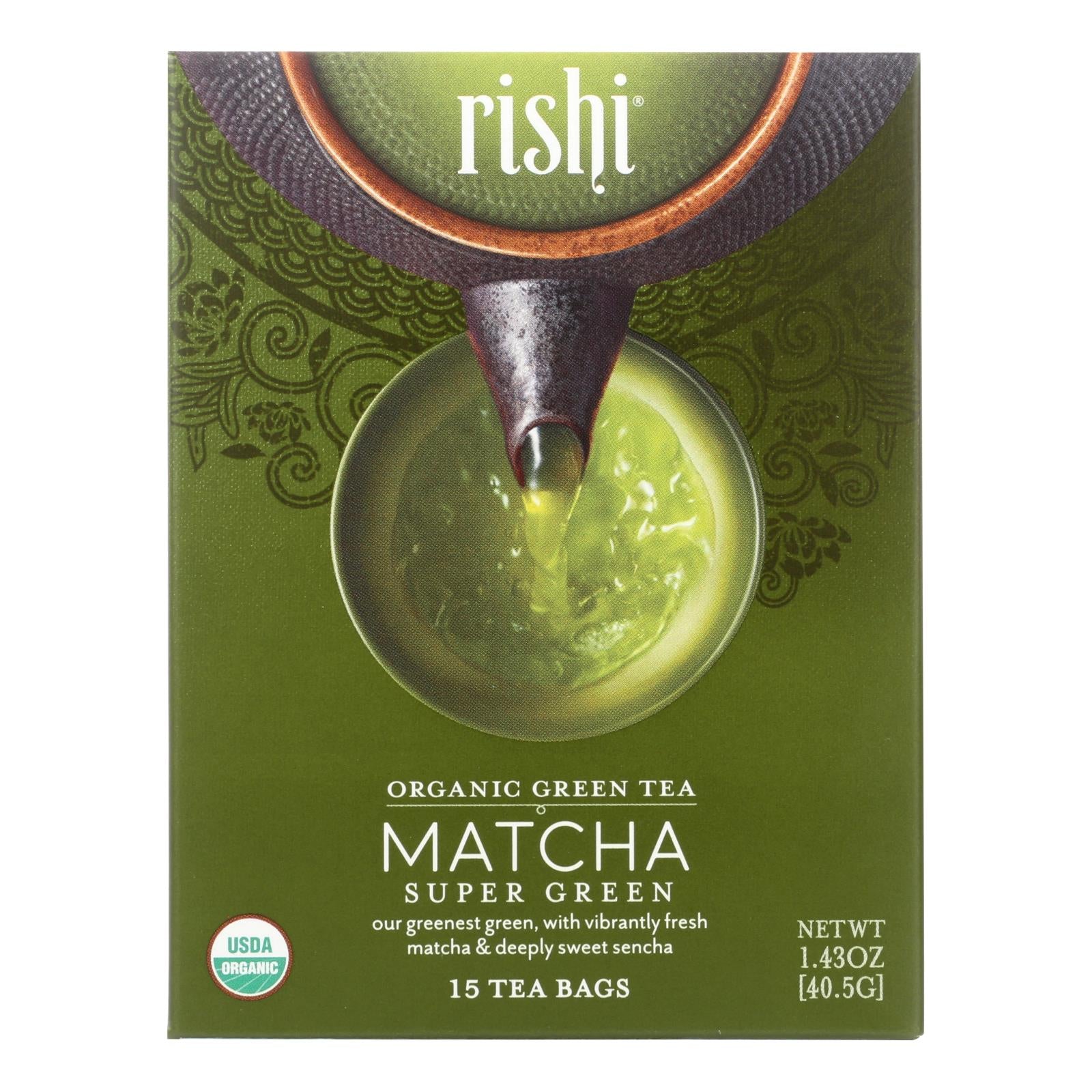 Rishi Matcha Super Green Tea Blend, 15 Bags per Box