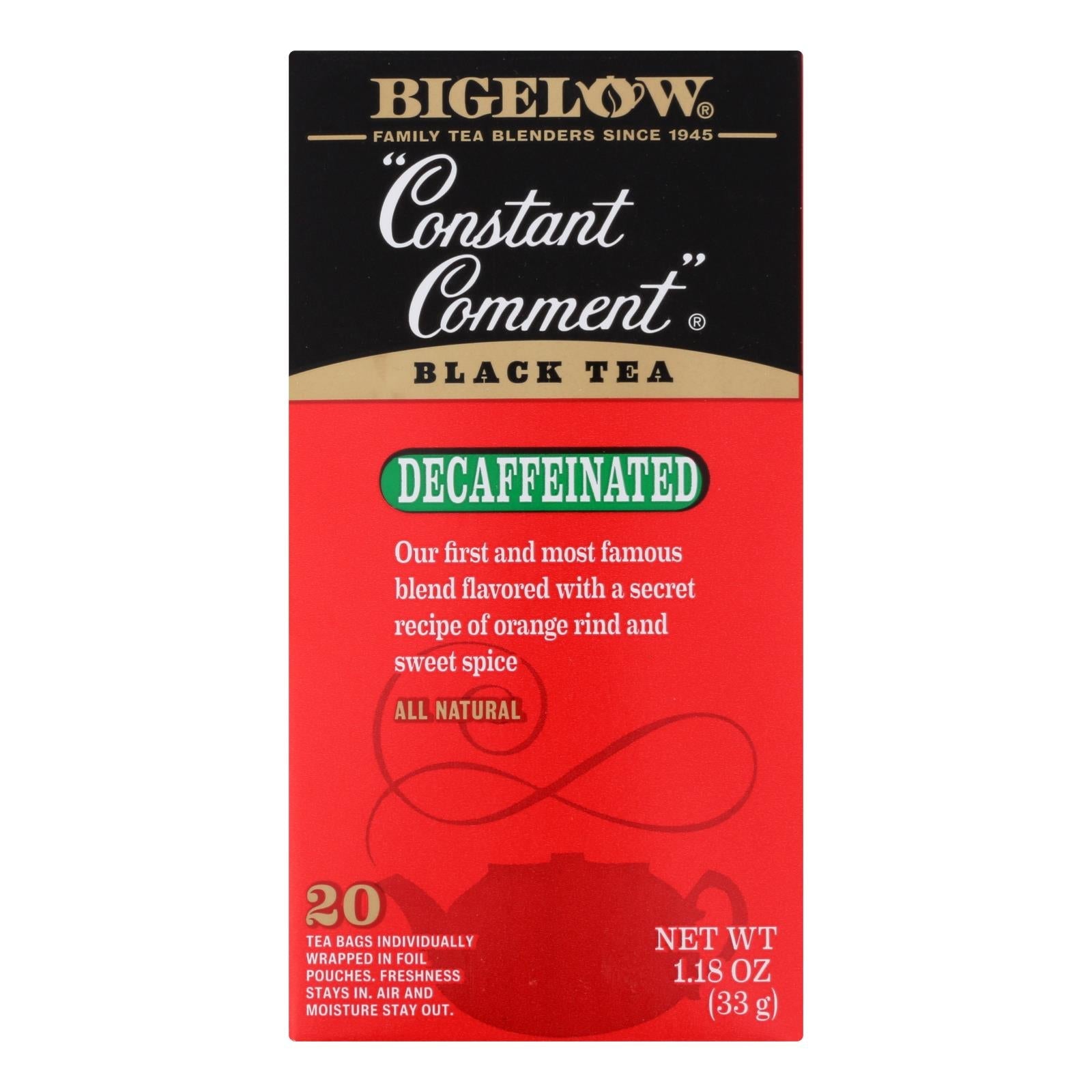 Bigelow Constant Comment Decaf Black Tea, Case of 6 (20 Bags Each)