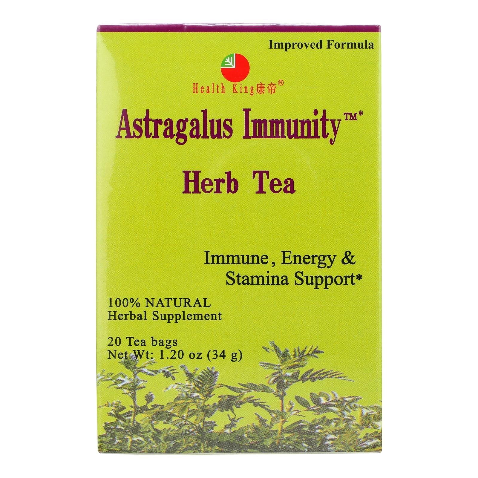 Health King Astragalus Herb Tea for Immunity Health (20 Tea Bags)