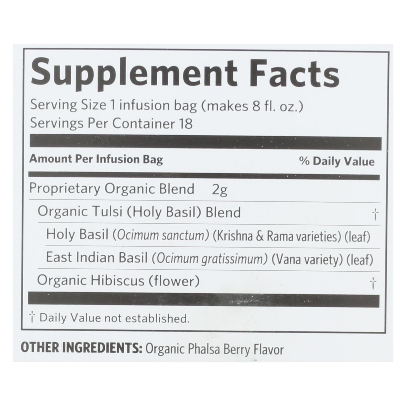 Organic India Tulsi Hibiscus Tea, Relaxing & Refreshing Herbal Supplement, 6 Packs of 18 Tea Bags