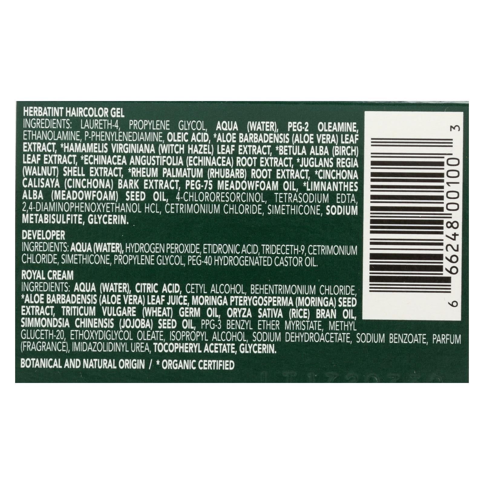 Herbatint Permanent Herbal Haircolour Gel, Black - 135ml