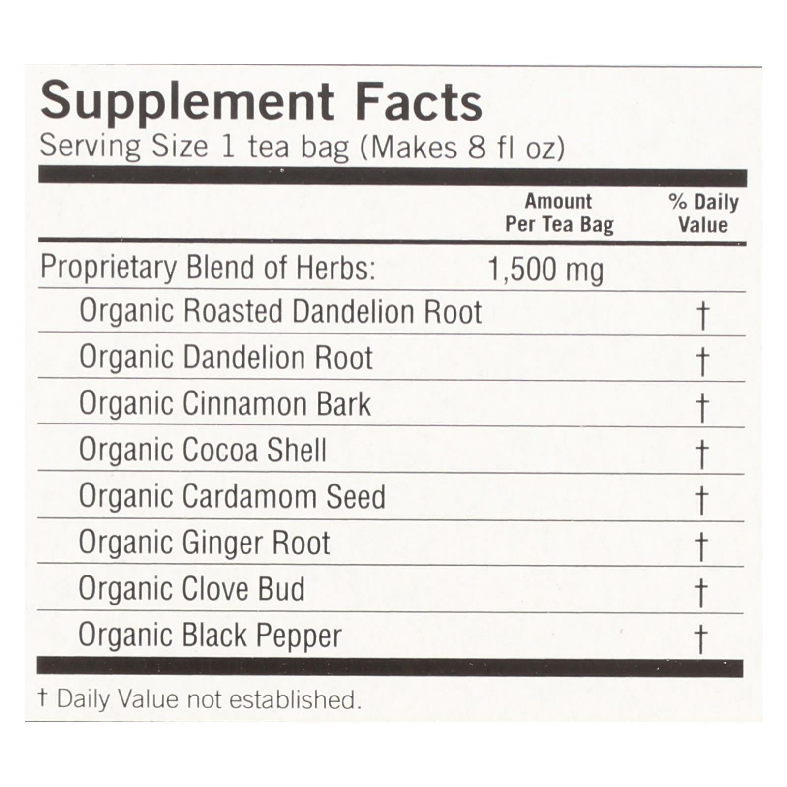 Yogi Organic Roasted Dandelion Detox Herbal Tea Bags, 6x16 Count