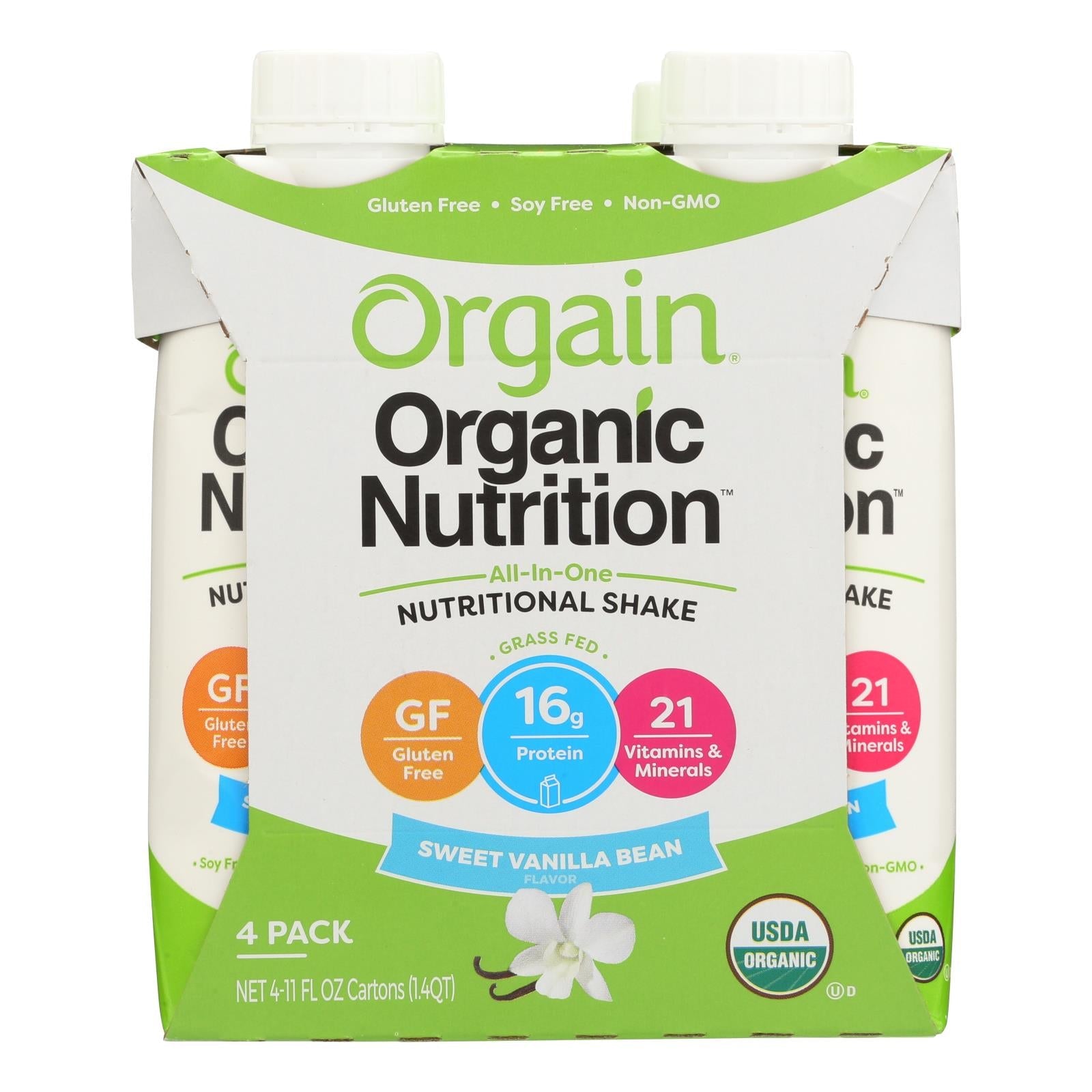 Orgain Organic Vanilla Bean Nutrition Shake - 11 Fl Oz (Pack of 12)