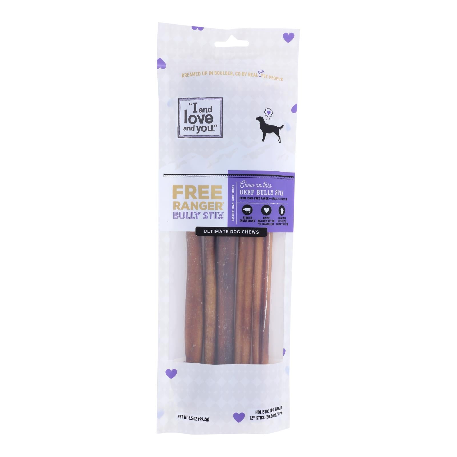 I And Love And You Free Ranger Bully Stix Dog Chews (Pack of 6 - 5 Ct.)