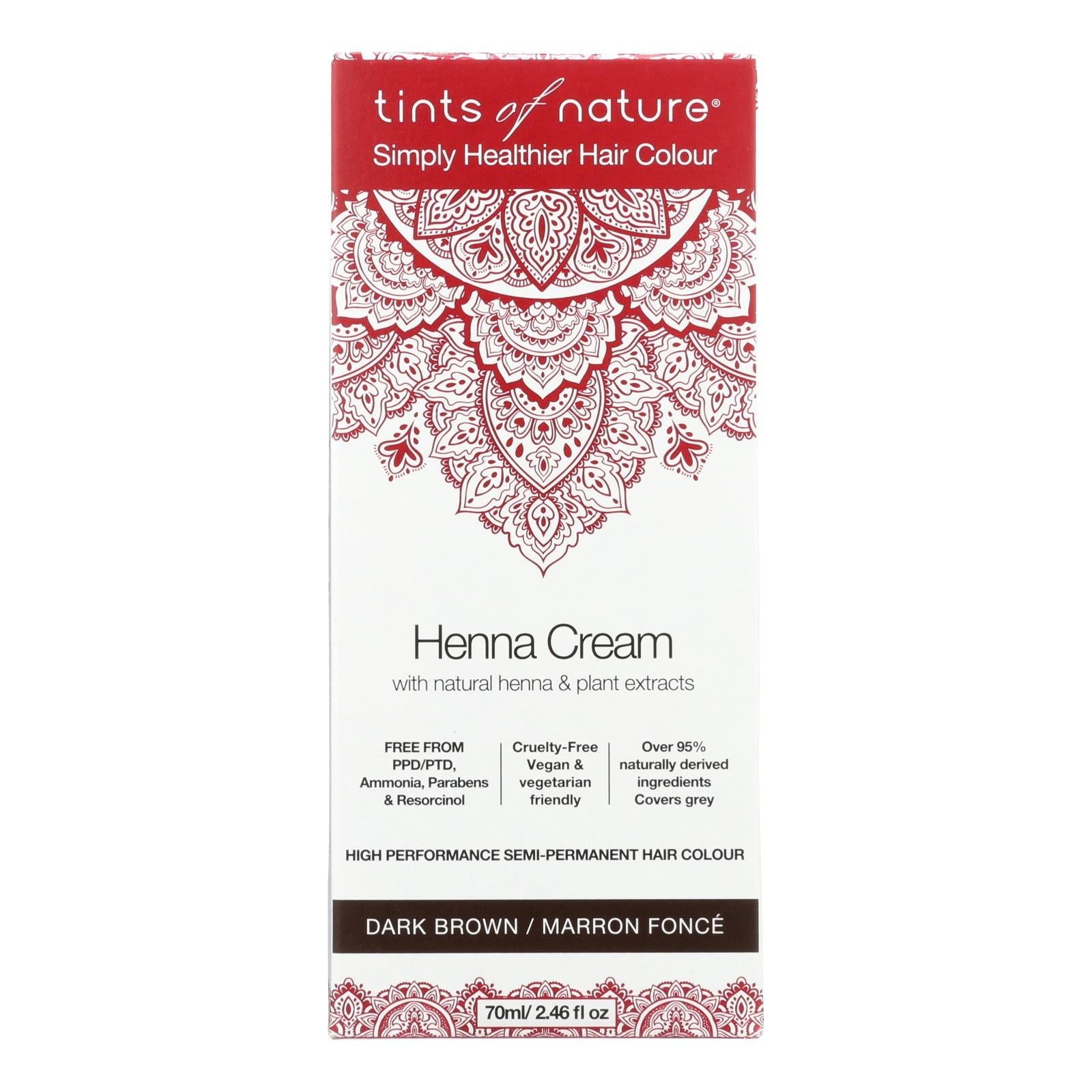 Tints Of Natura Henna Cream Dark Brown - 2.46 Fl Oz