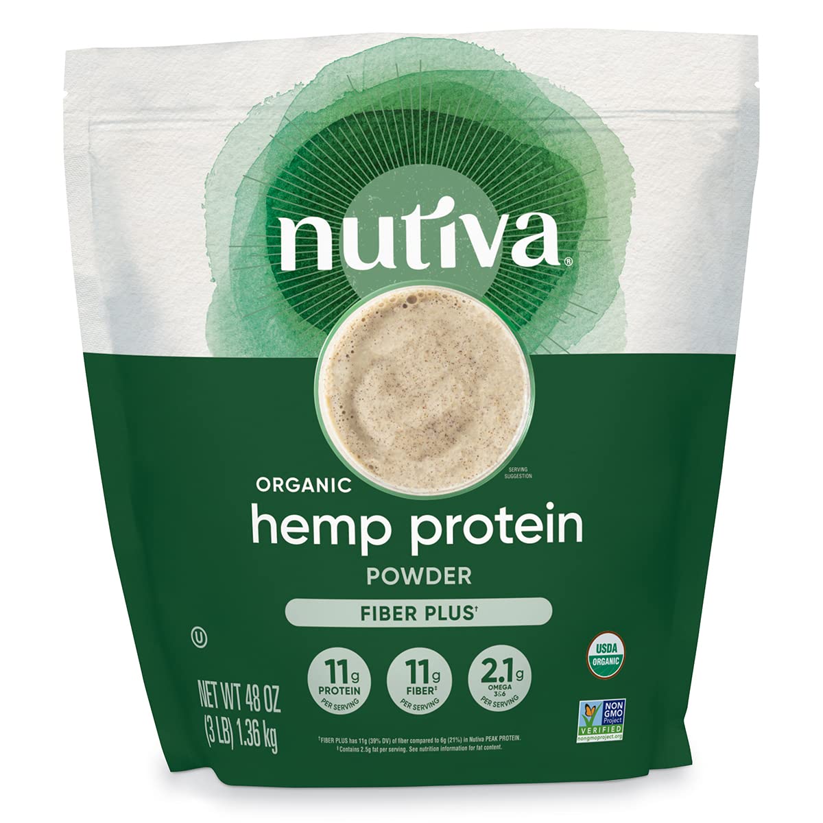 Nutiva Organic Hemp Protein Hi-Fiber, 3 Lbs