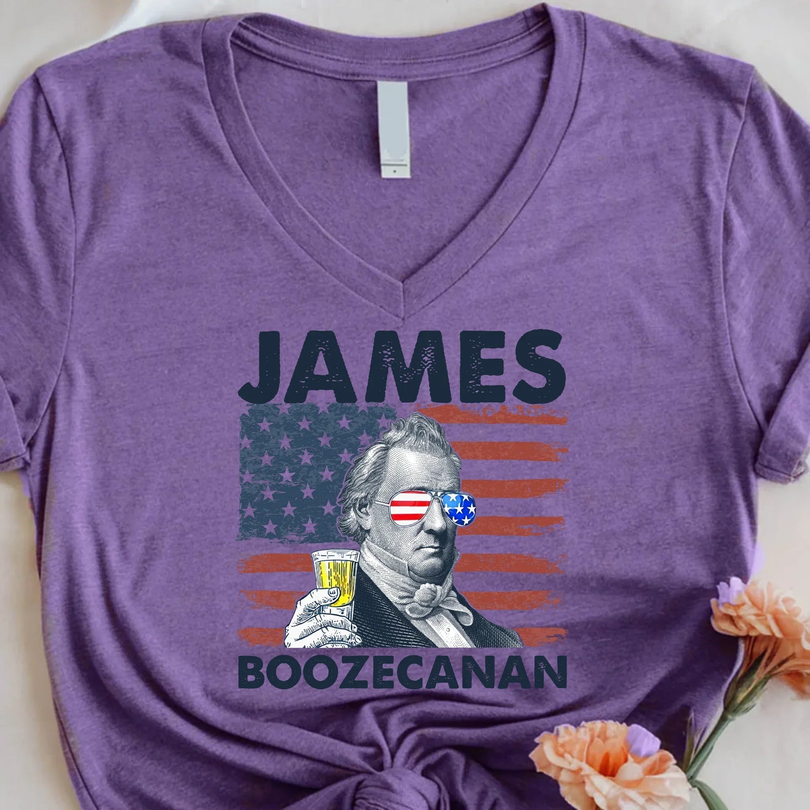 James Boozecanan 4th of July Unisex Crew Neck Shirt – Funny Presidential Drinking Tee