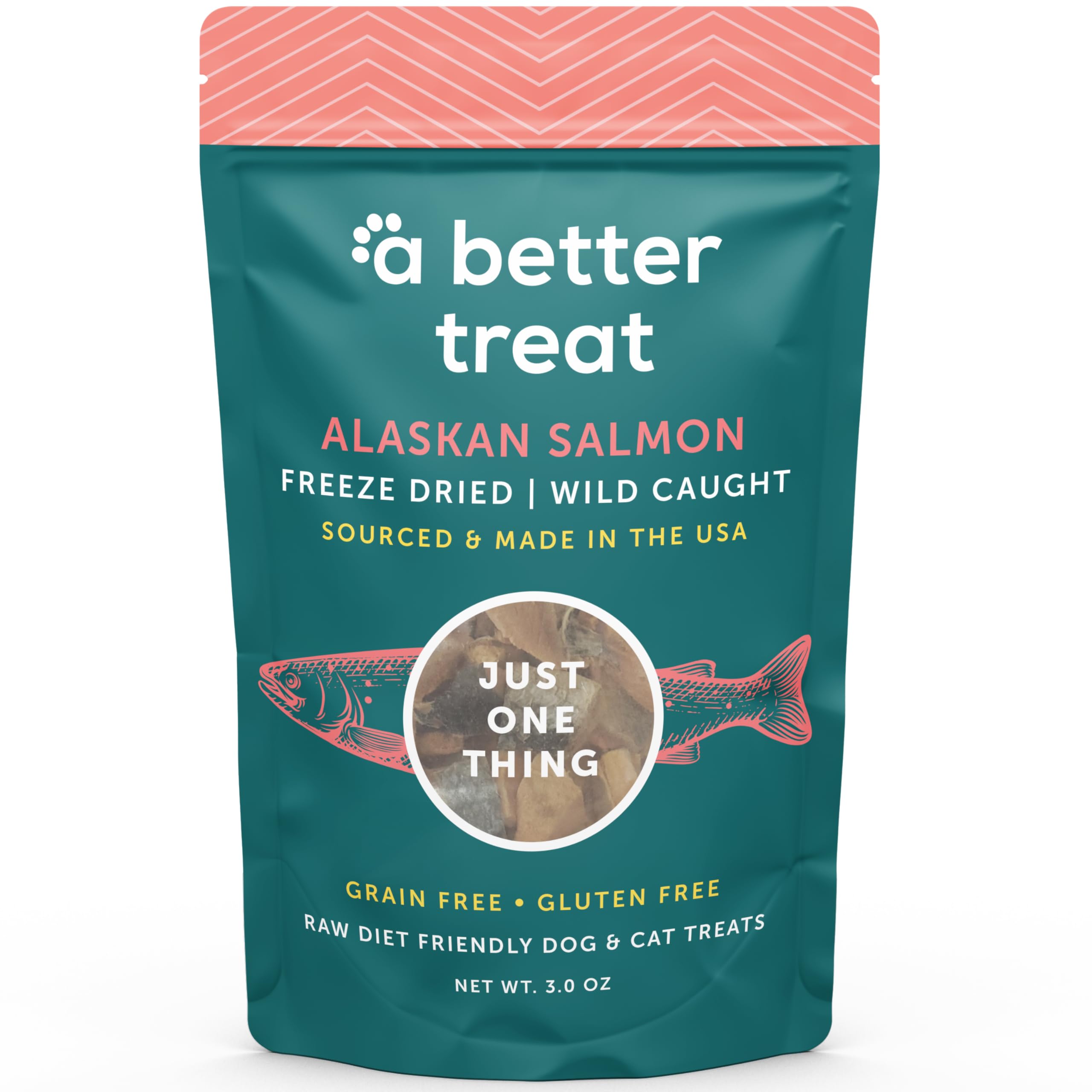 A Better Treat - Freeze Dried Raw Salmon Treats, 3 oz (Pack of 6) - Gluten & Grain Free