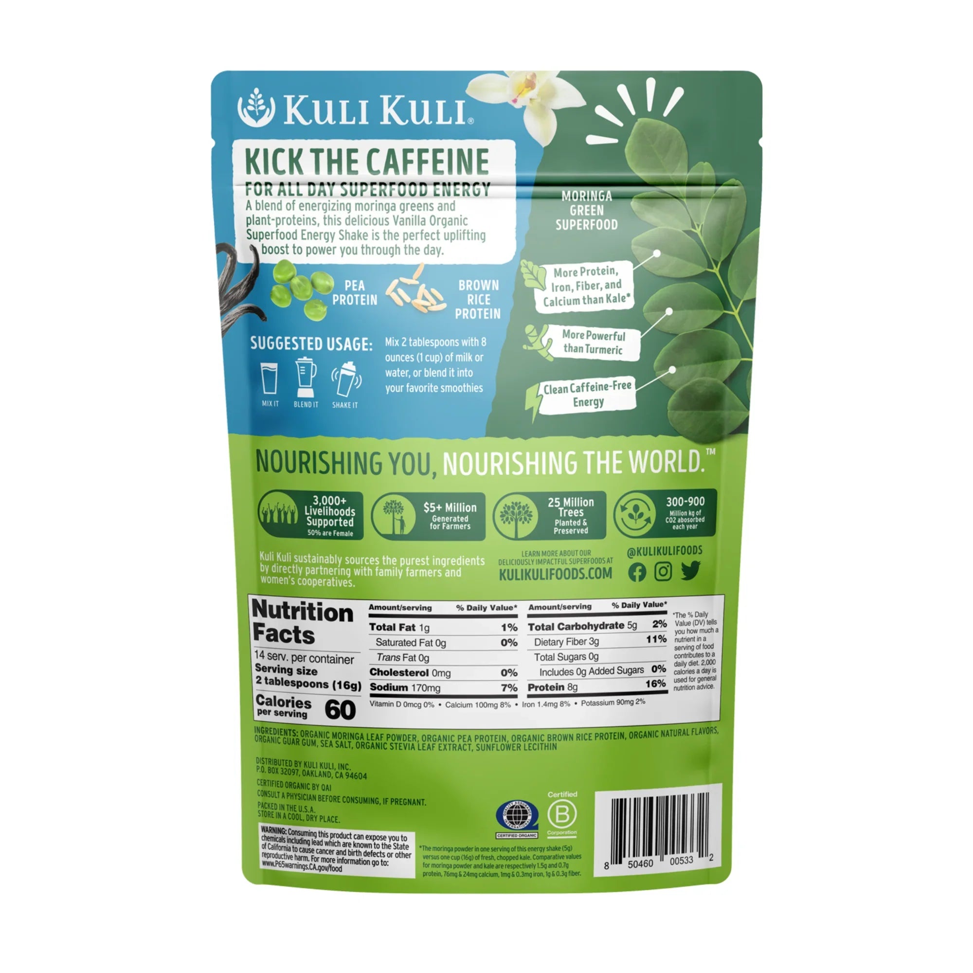 Kuli Kuli Moringa Greens and Protein Powder - 7.6 Oz, Vanilla Flavor