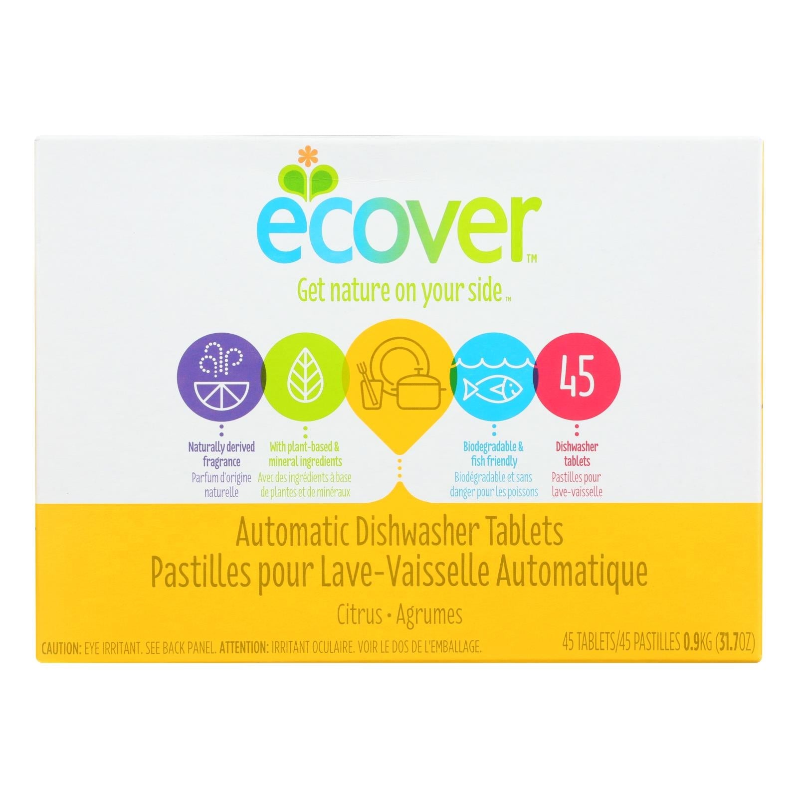 Ecover Automatic Dishwasher Tablets - Citrus Fresh, Plant-Based, Phosphate-Free - 45 Count