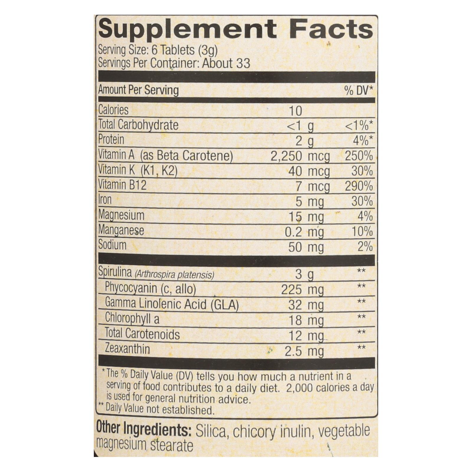 Nutrex Hawaii Pure Hawaiian Spirulina Pacifica - 200 Tablets of 500 mg
