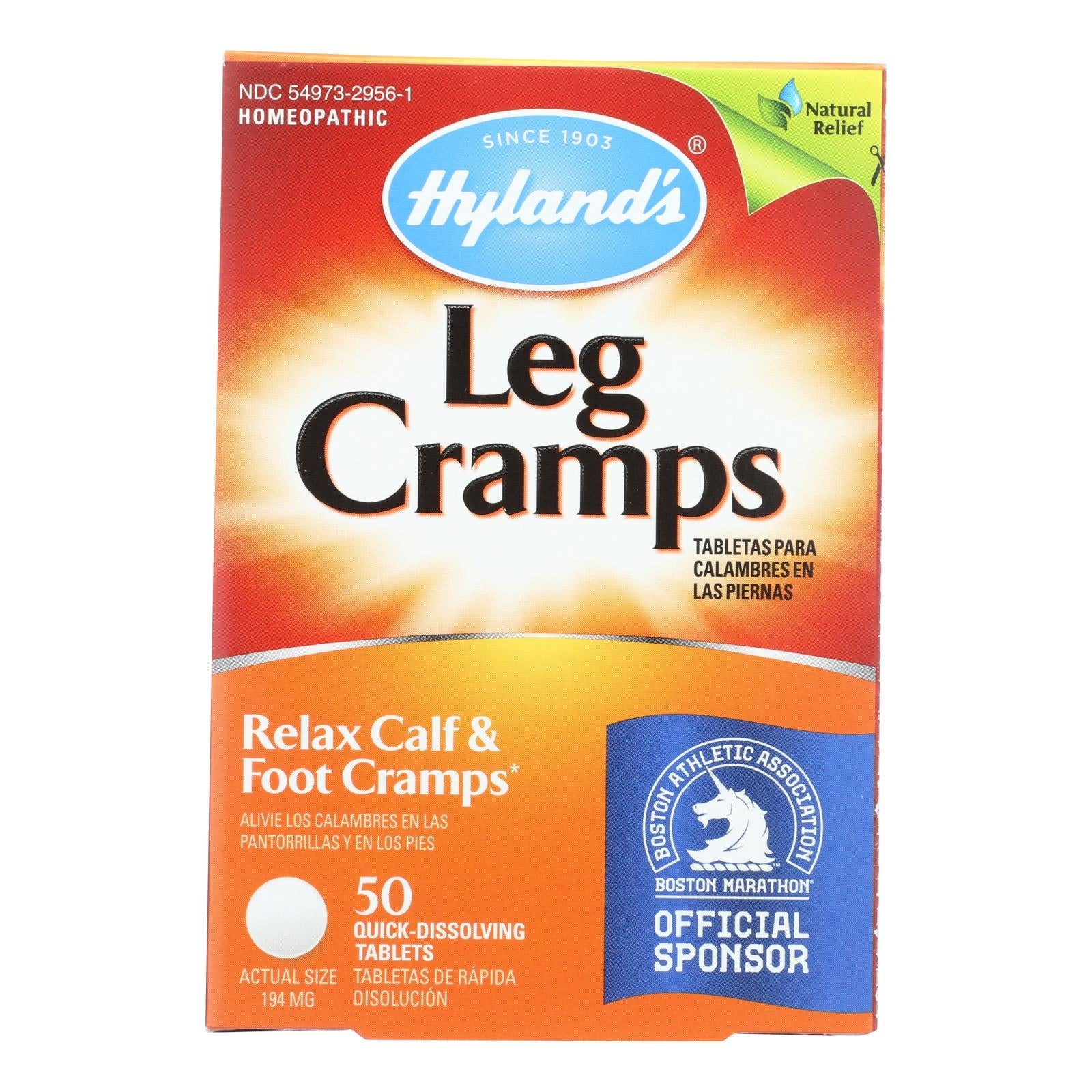 Hyland's Leg Cramps Support, 50 Quick-Dissolving Tablets for Fast Relief