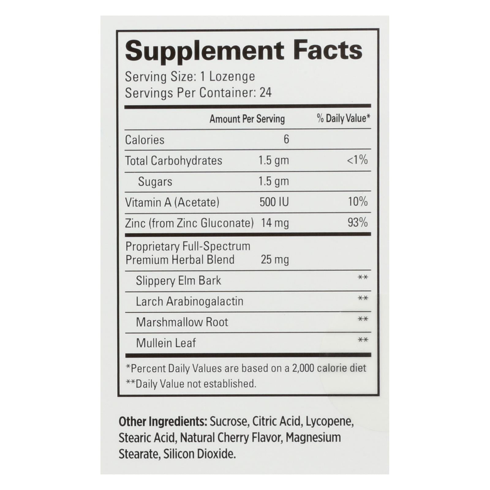 Quantum Research Cold Season Plus Zinc - Cherry - 24 Lozenges for Immune Support and Sore Throat Relief