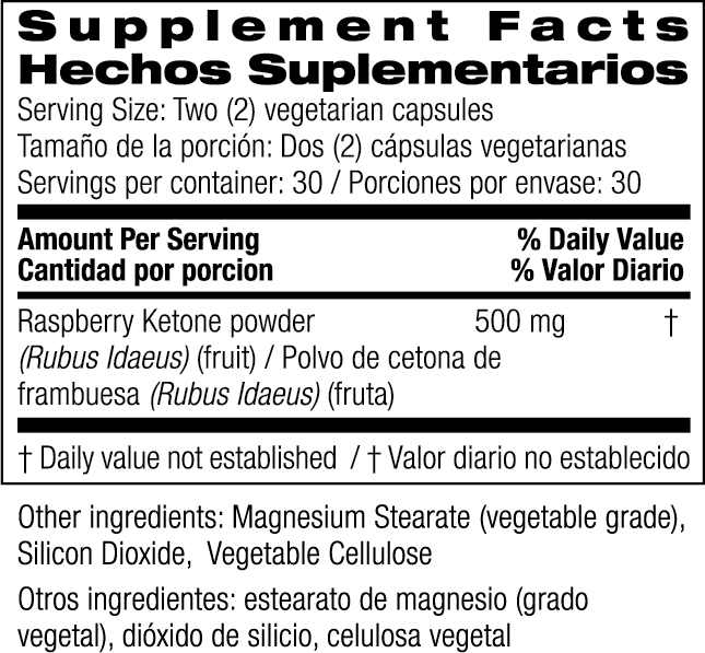 Bio Nutrition Raspberry Ketone Diet Veggie Capsules (60 Count)