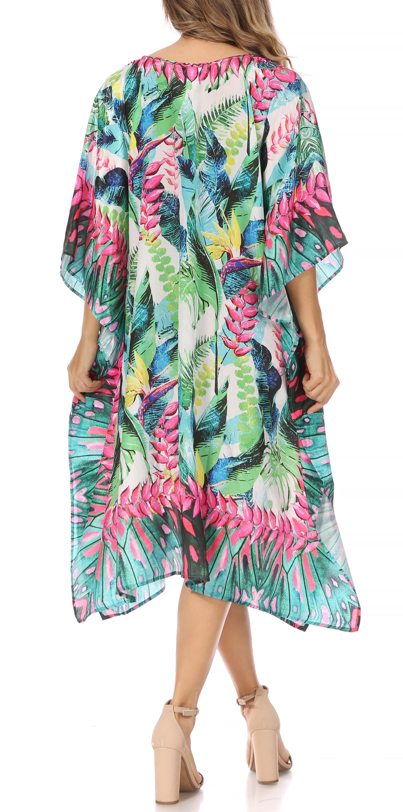 Sakkas MiuMiu Ligthweight Summer Printed Short Caftan Dress / Cover Up