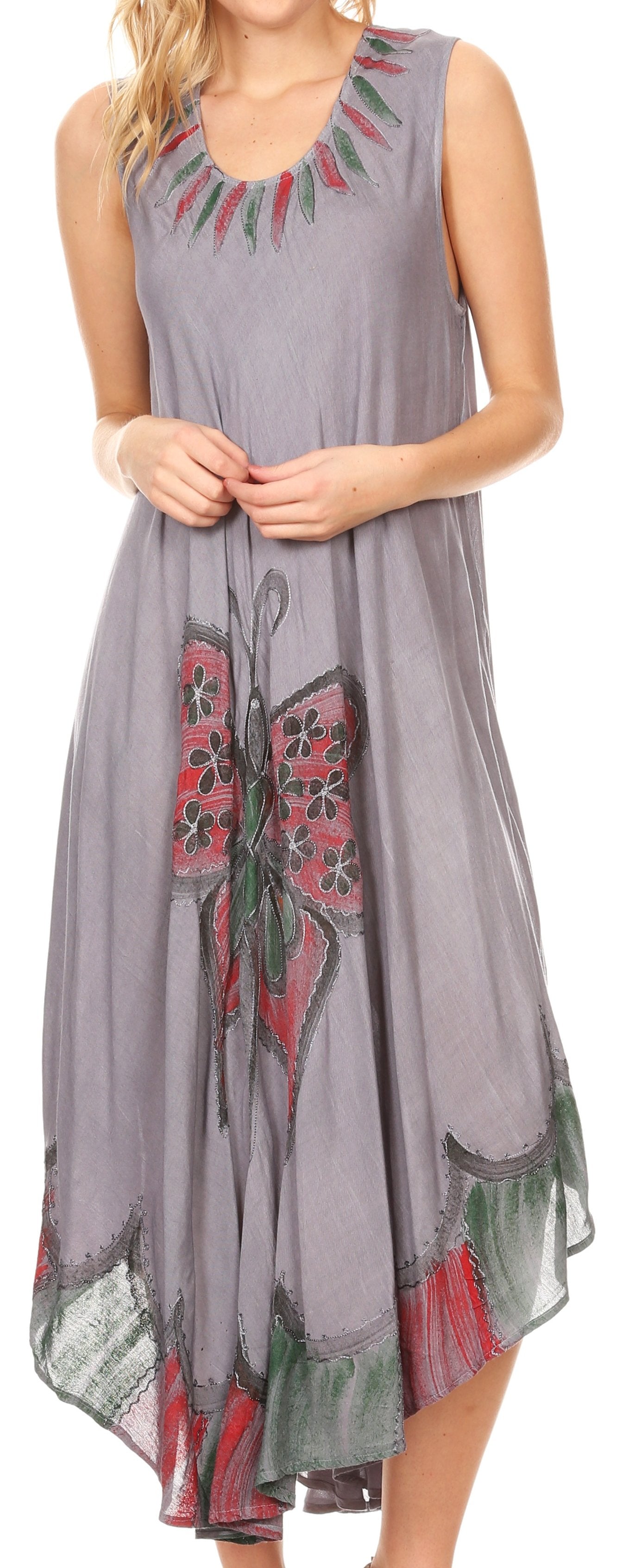 Sakkas Keola Women's Maxi Caftan Bathing Suit Cover Up Summer Dress Sleeveless