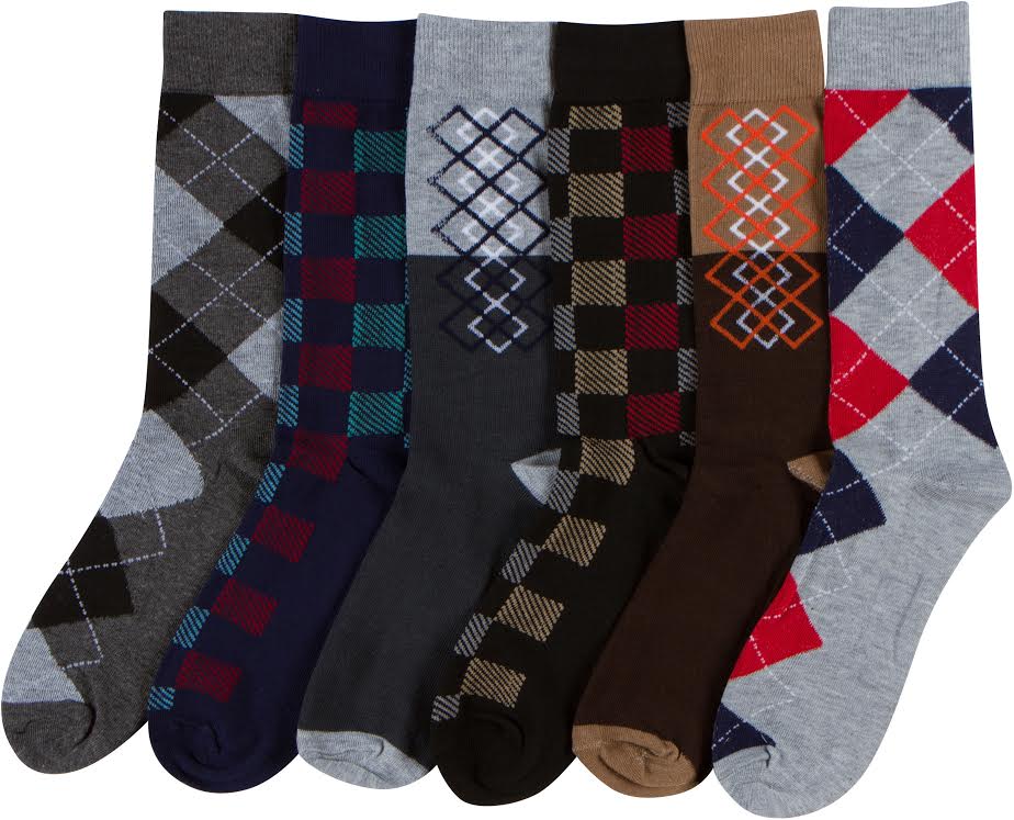 Sakkas Men's Crew High Patterned Colorful Design Dress Socks Asst Value 6-Pack