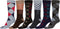 Sakkas Men's Crew High Patterned Colorful Design Dress Socks Asst Value 6-Pack
