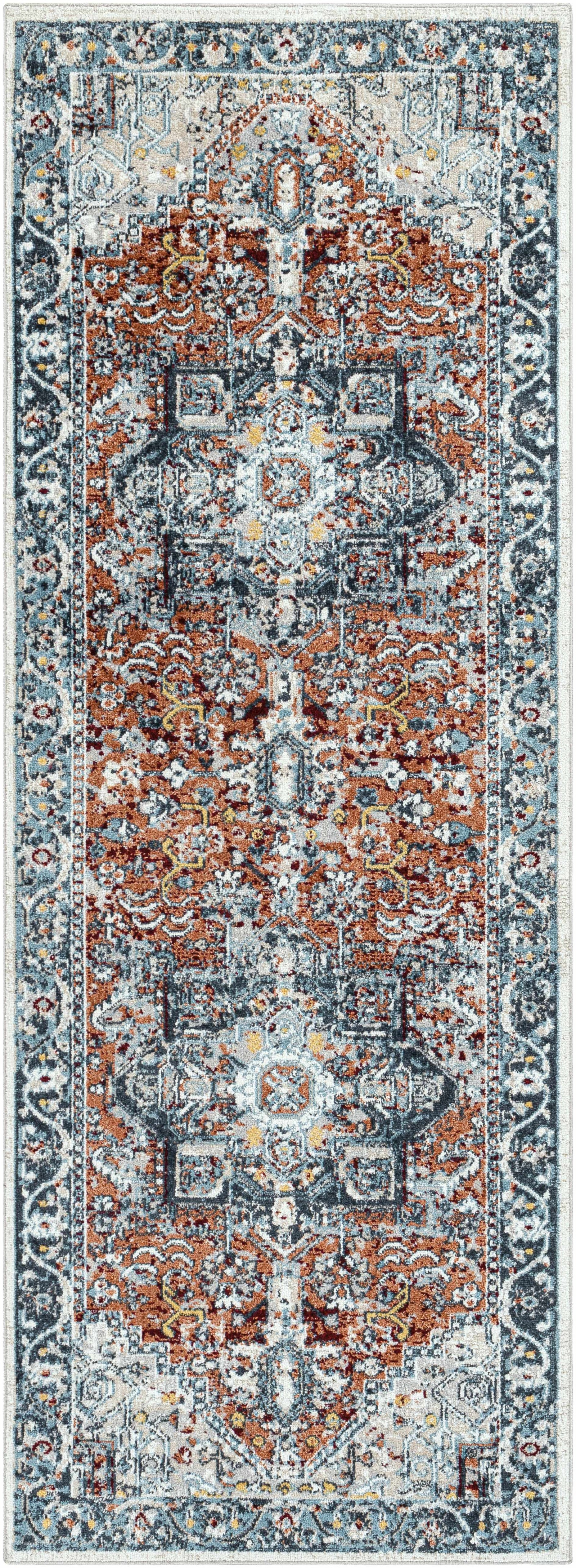 Cabacungan Blue & Rust Washable Area Rug - Clearance