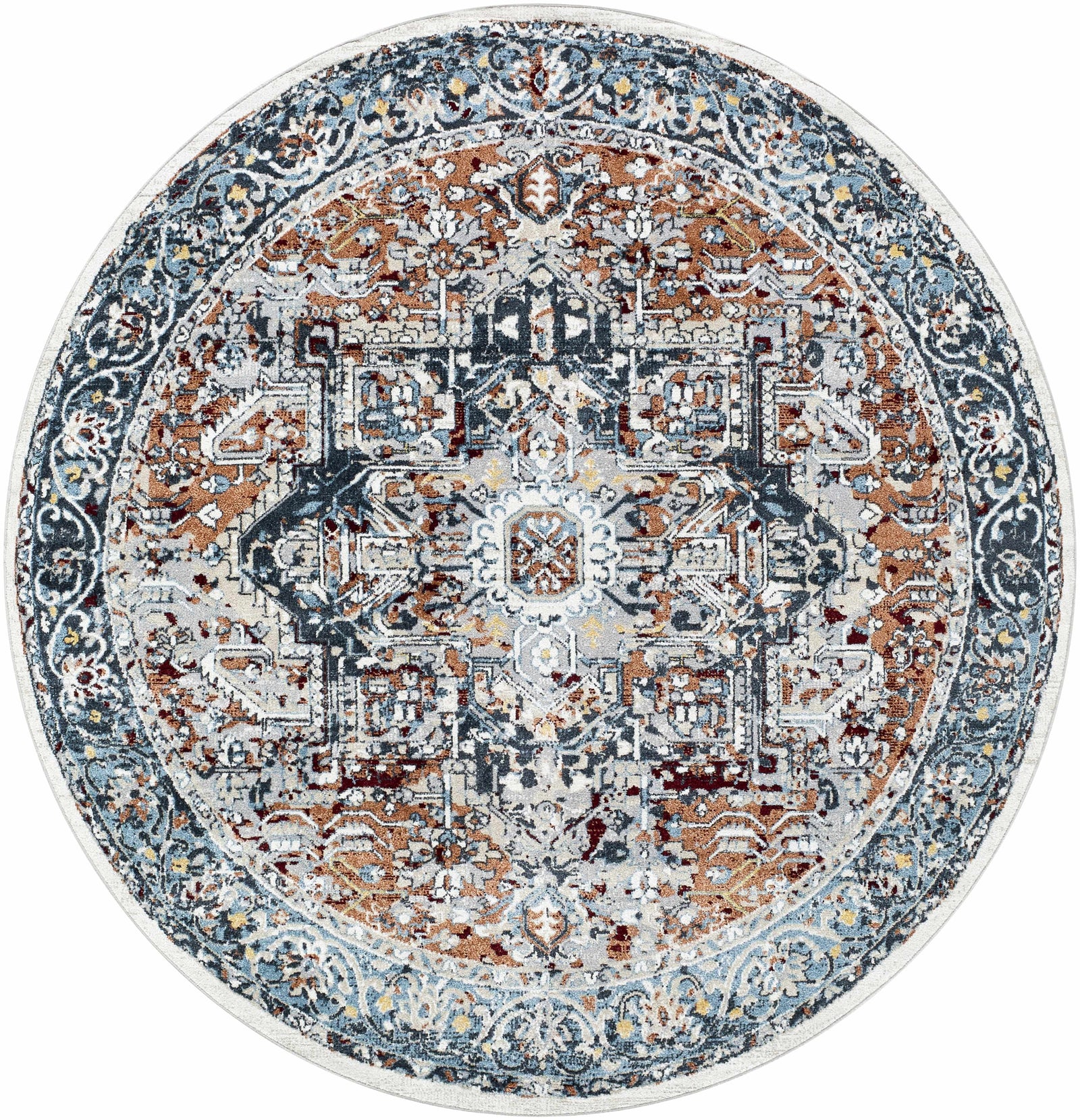 Cabacungan Blue & Rust Washable Area Rug - Clearance