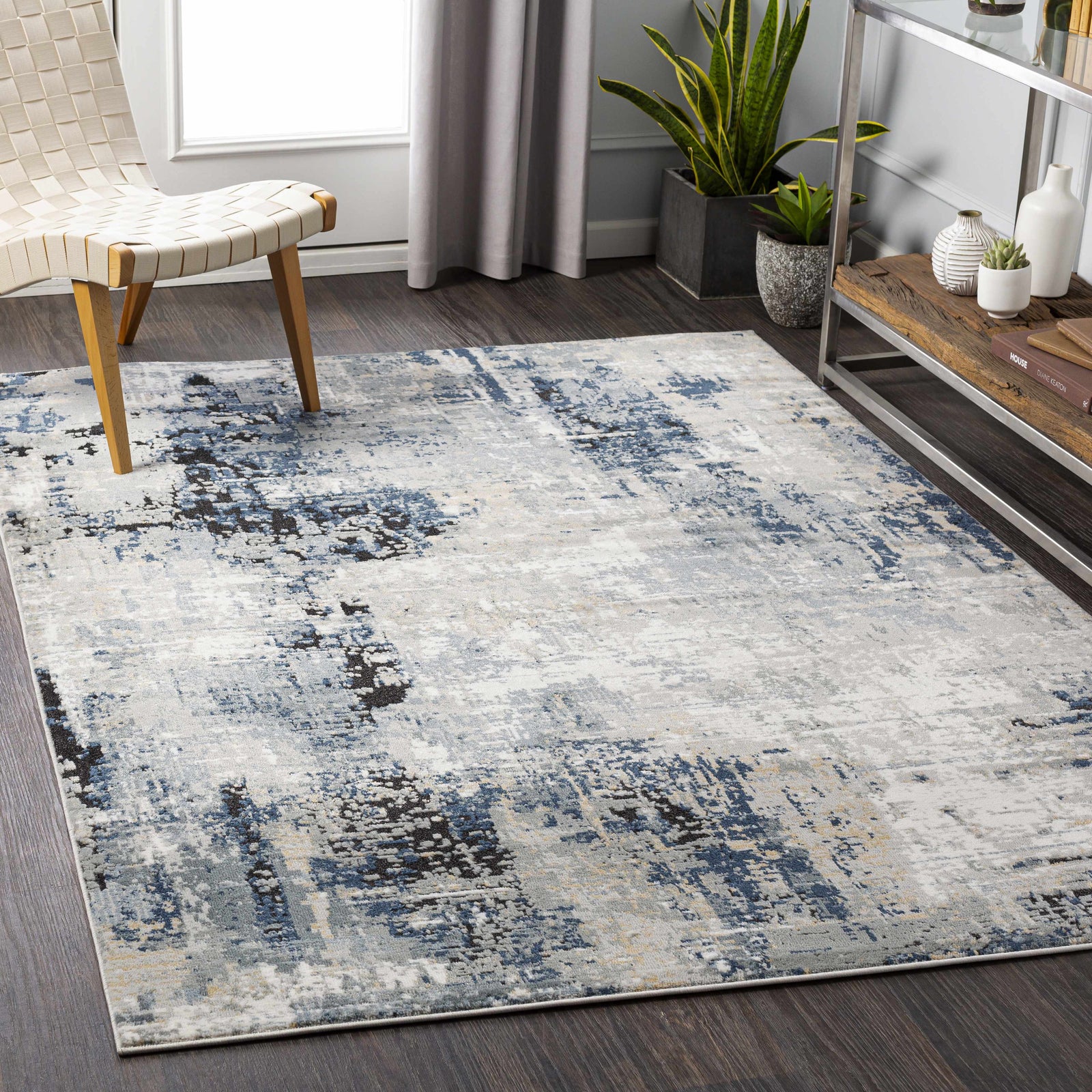 Campsall Blue Abstract Rug - Promo