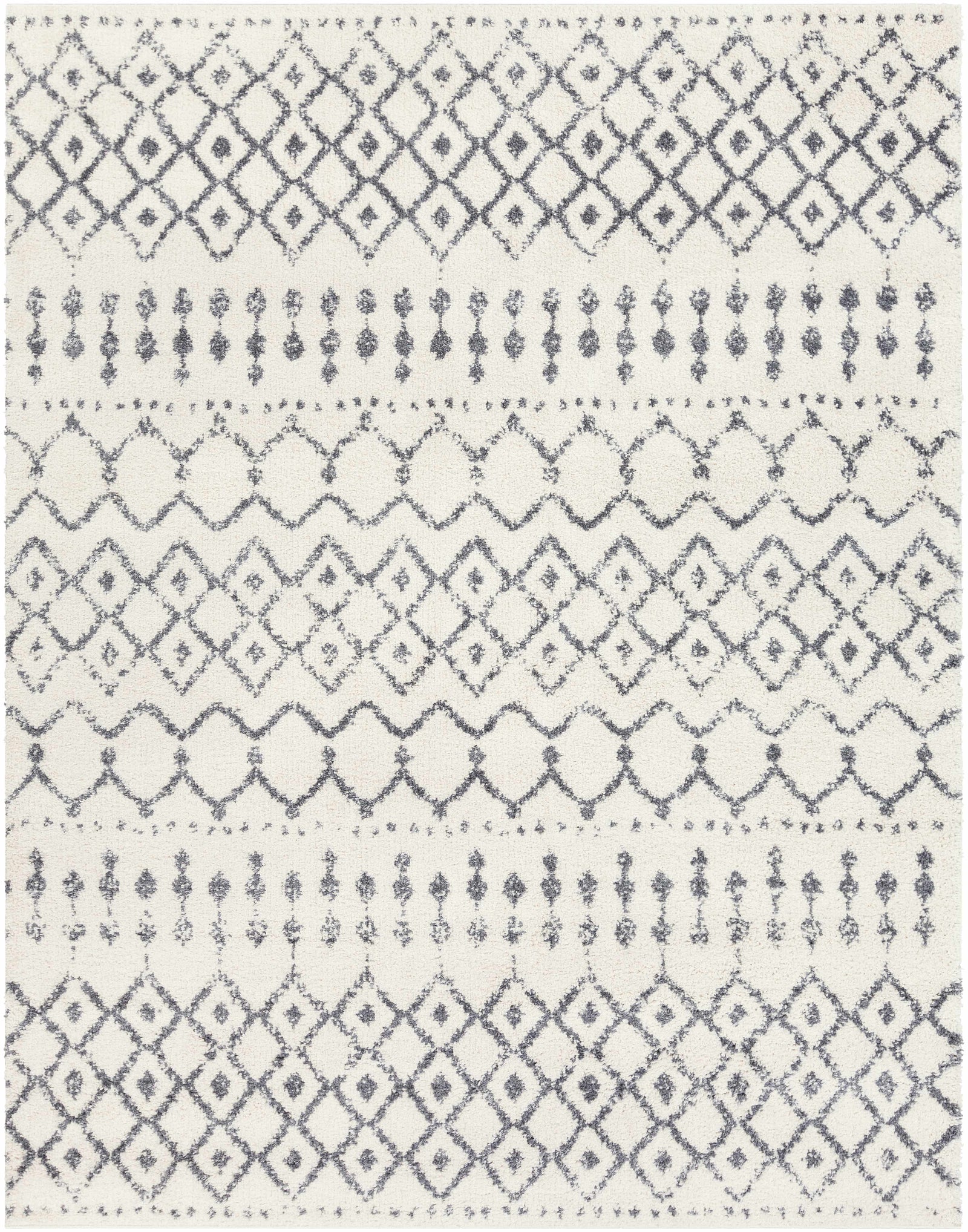 Navassa White/Gray Trellis Plush Rug