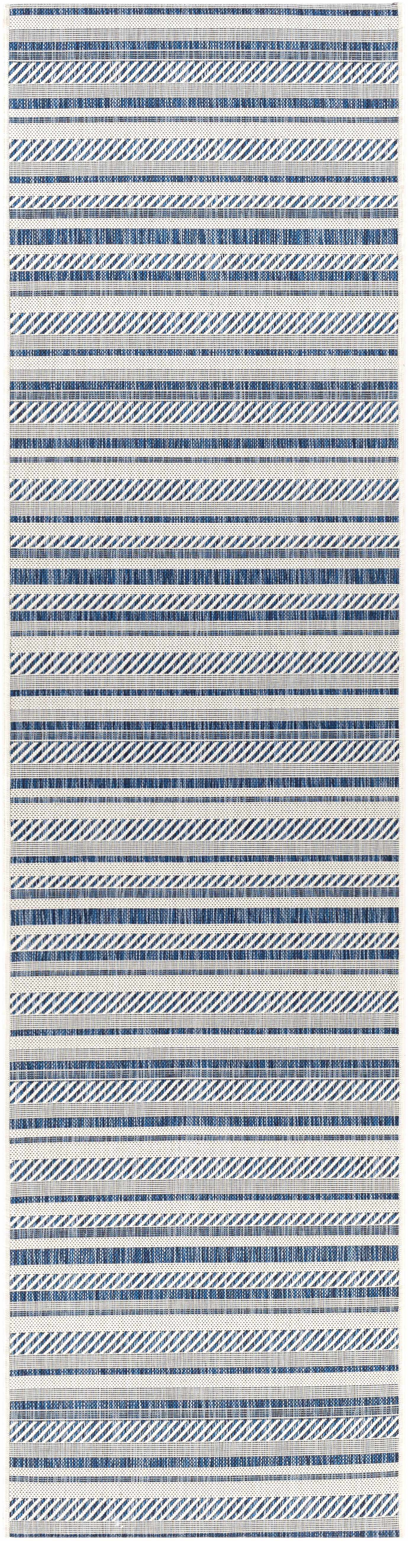 Olin White&Blue Striped Nordic Rug