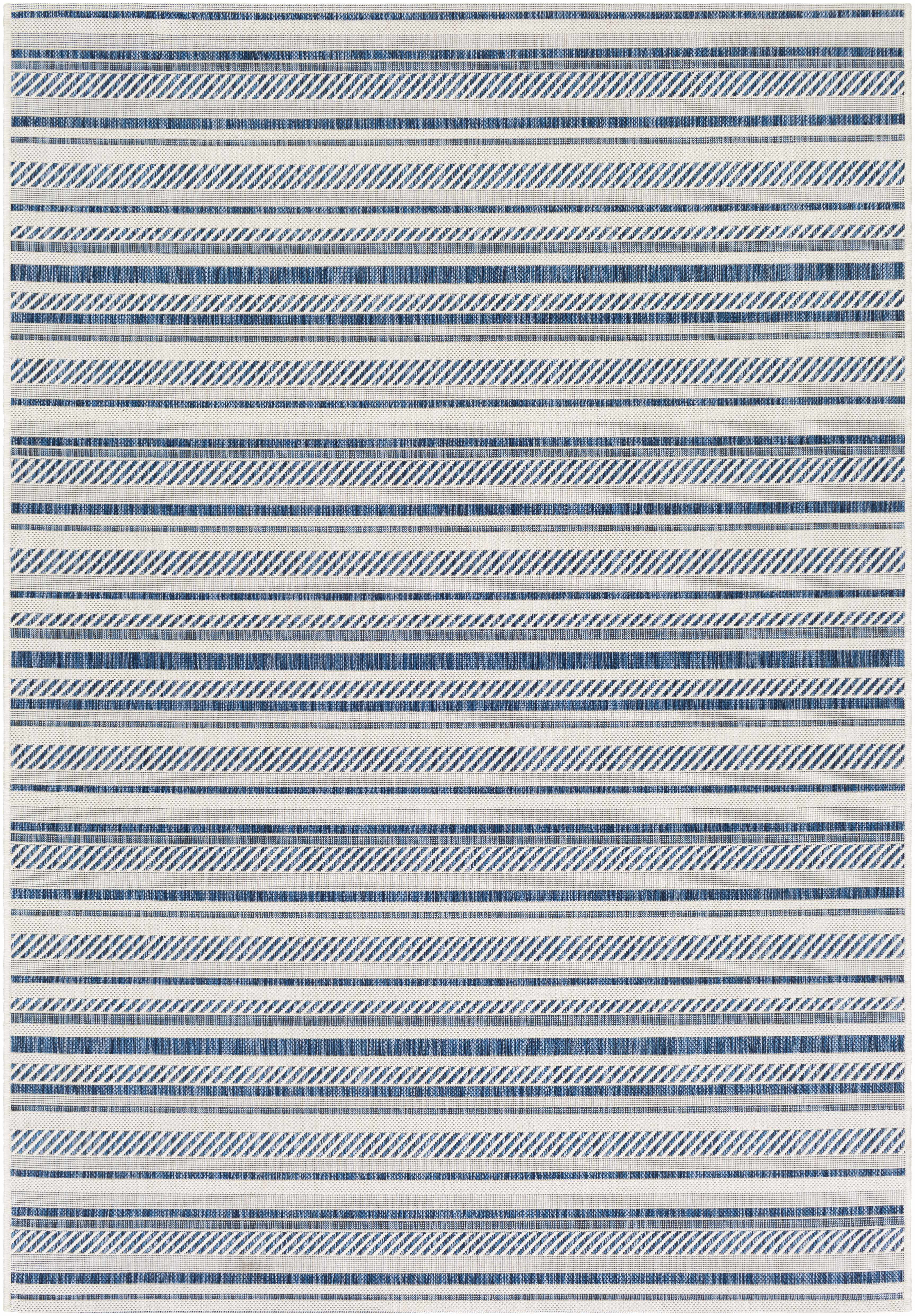 Olin White&Blue Striped Nordic Rug