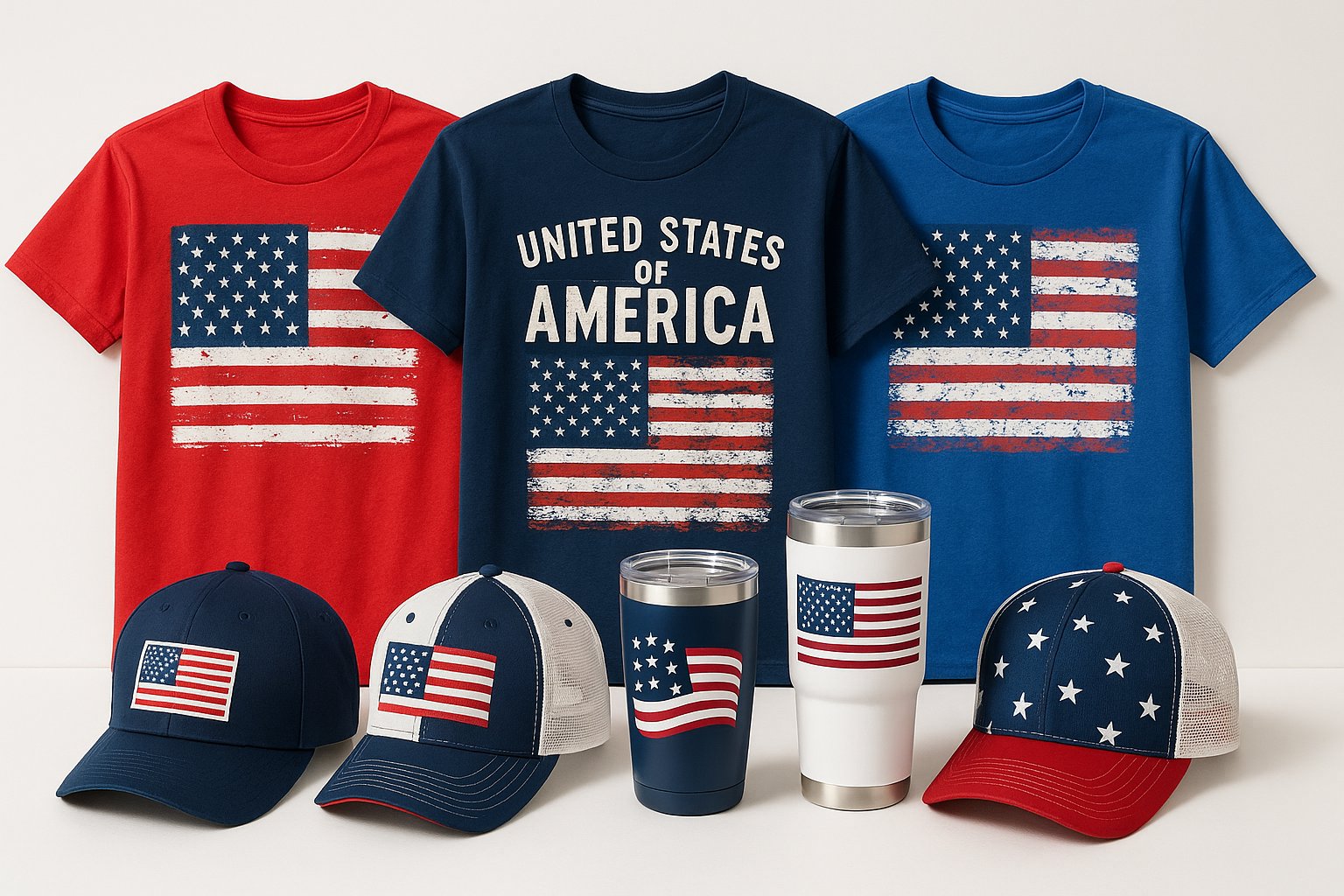 Patriotic Shirts, American Flag Hats & Tumbler Cups