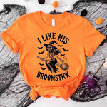 I Like Her Pumpkins & His Broomstick Shirts | Funny Matching Halloween Couple T-Shirts