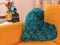 DaDa Bedding Lucky Irish Teal Green Faux Fur Heart Shaped Throw Pillow - 16” x 14”
