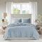 3 Piece Reversible Scalloped Edge Quilt Set - Blue King/Cal King