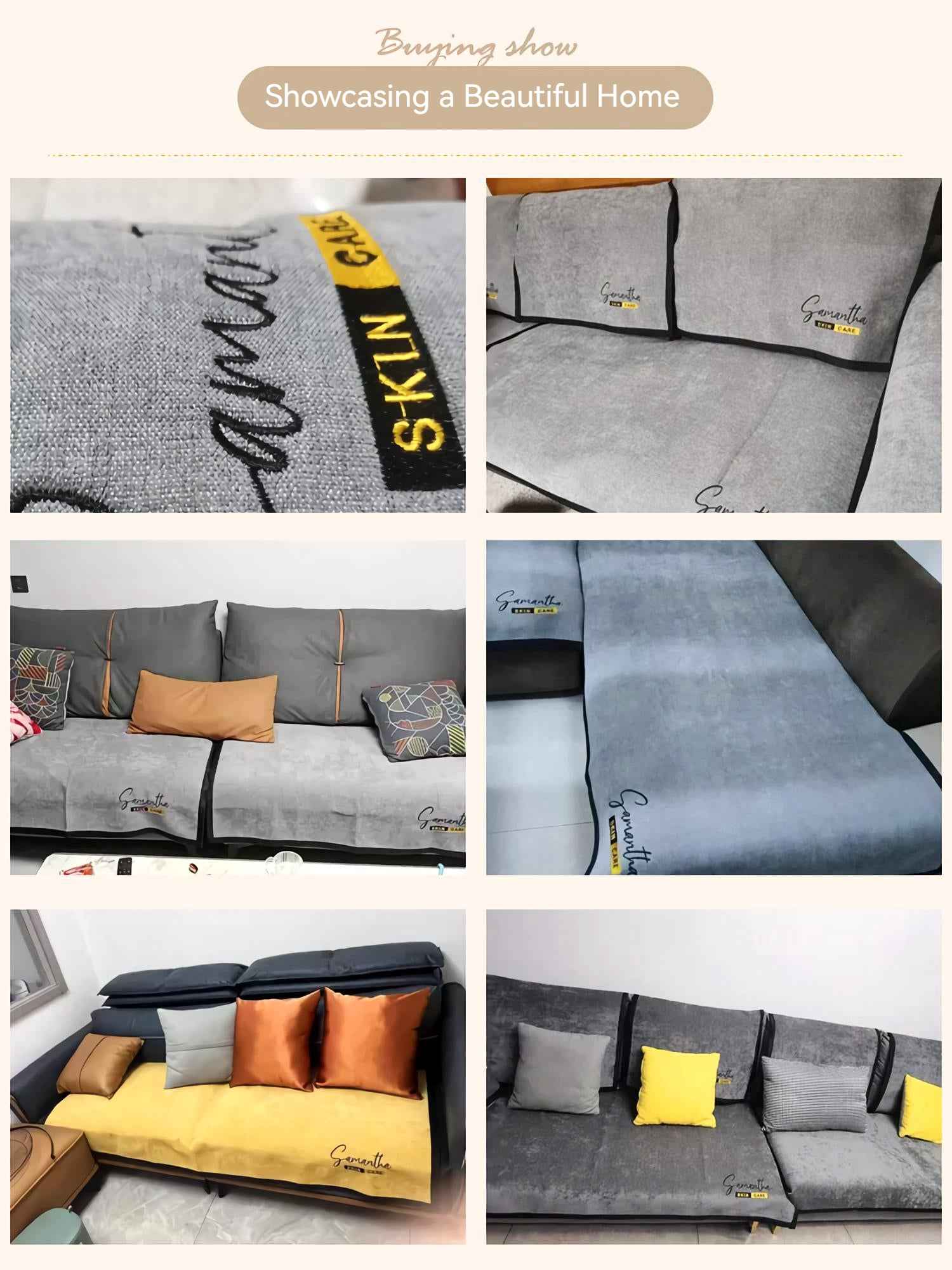 Non-Slip Cat Scratch Furniture Cover for Leather Sofas, Chenille Sofa Towels Covers I