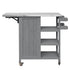 Foldable Outdoor Kitchen Island Cart with Storage - Stainless Steel & Wood