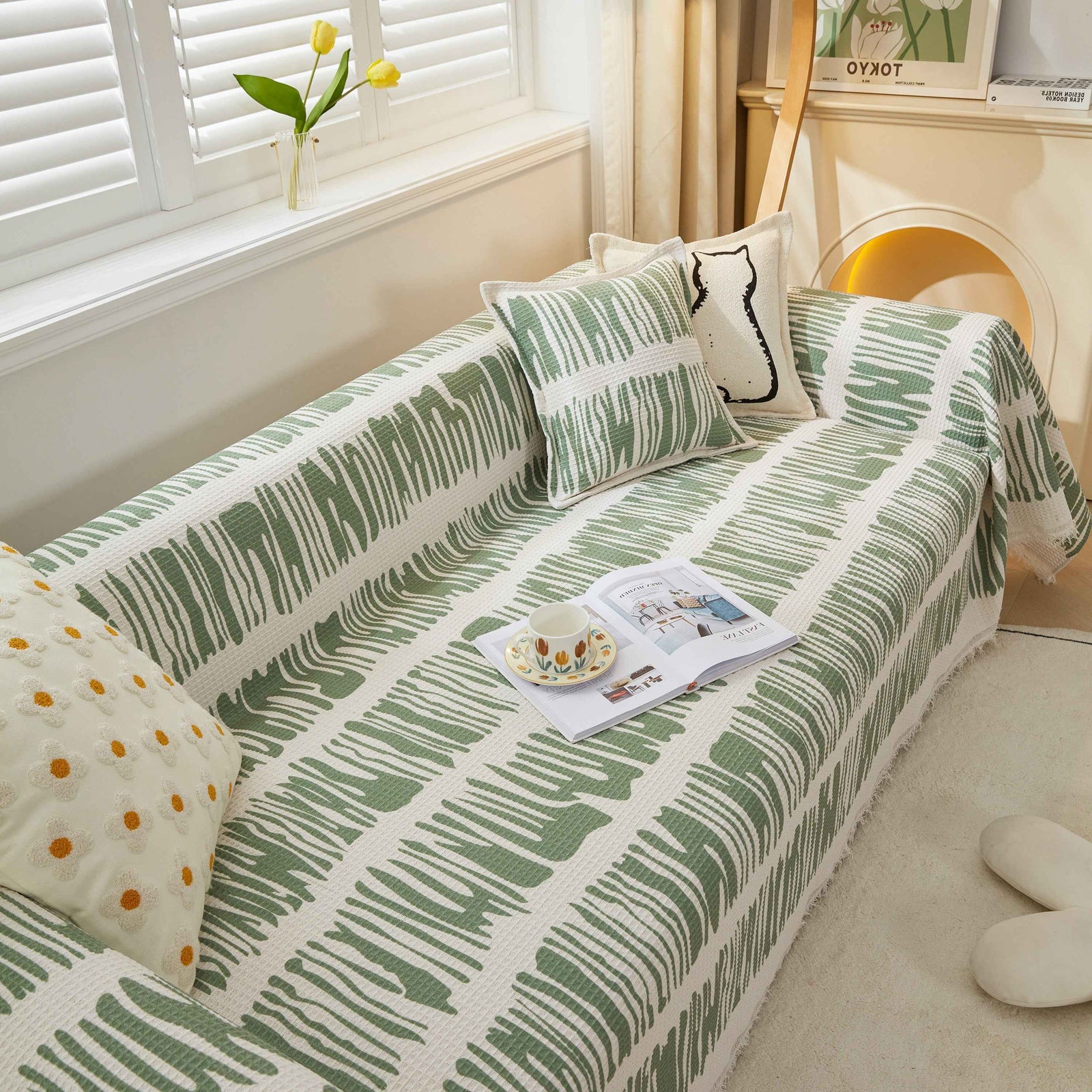 Furniture Covers for Pets, Waffle Lattice Fabric Sofa Throw, Couch Cover Blanket Throw